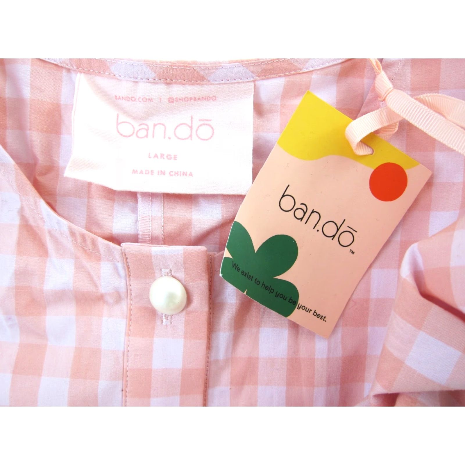 Vintage ban. do Pink Plaid Jumpsuit Pocket Short Sleeve Romper L Size 36" / US 14 / IT 50 - 2 Thumbnail