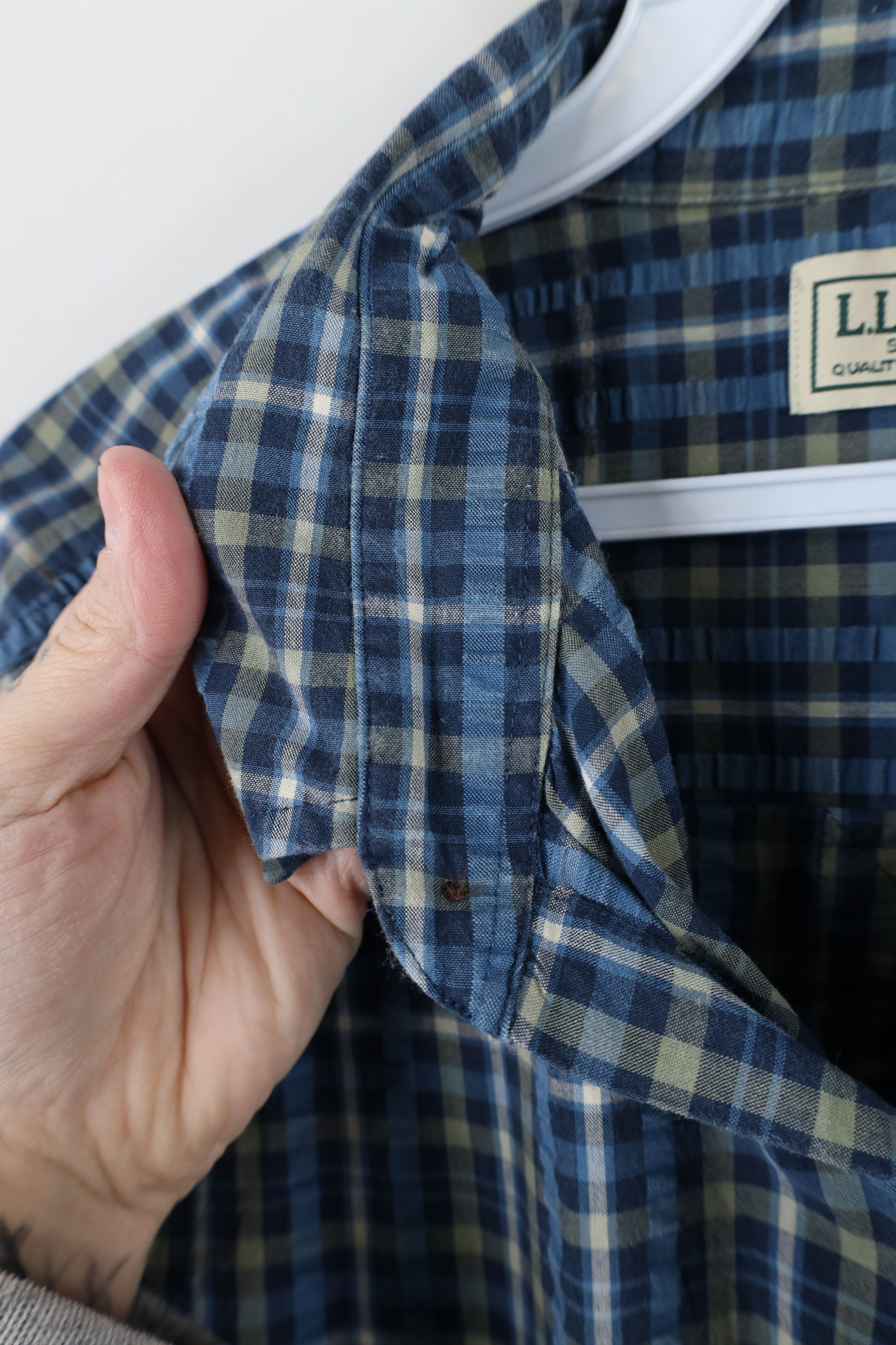 L.L. Bean × Vintage Vintage LL Bean Seersucker Short Sleeve Button Shirt Size US L / EU 52-54 / 3 - 5 Thumbnail