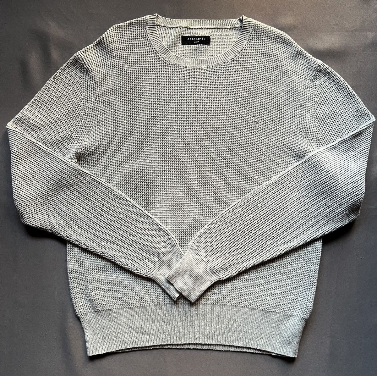 Allsaints Classic Allsaints Trias Crew Cotton Knitted Gray Sweater Size US L / EU 52-54 / 3 - 1 Thumbnail