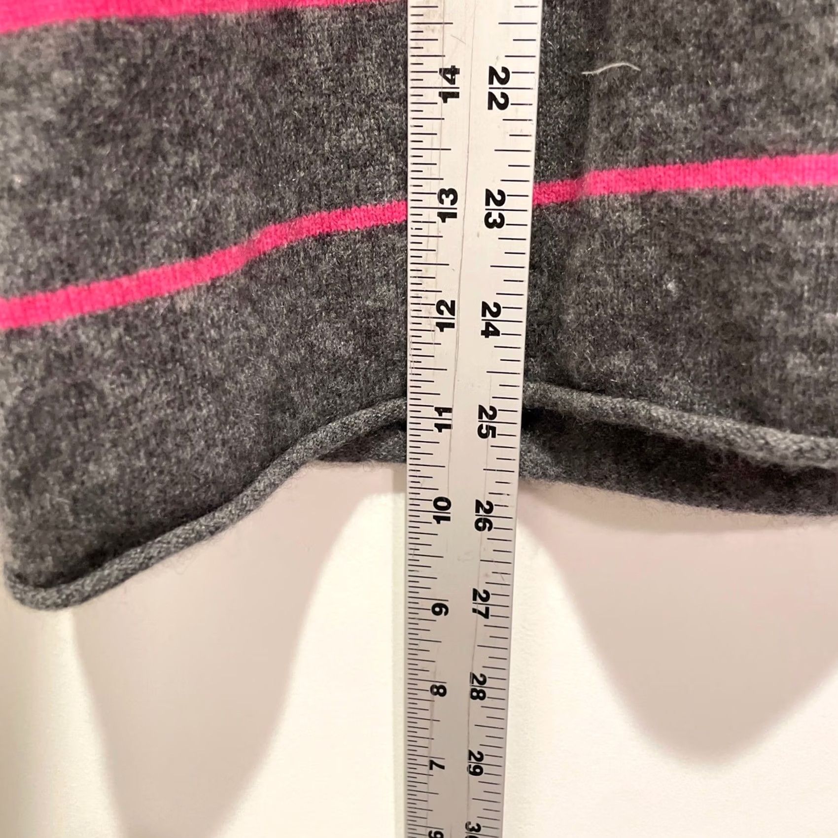 Pinko C. Cashmere Womens Sweater V-Neck Striped Pink Grey Size M 100% Cashmere Size M / US 6-8 / IT 42-44 - 4 Thumbnail