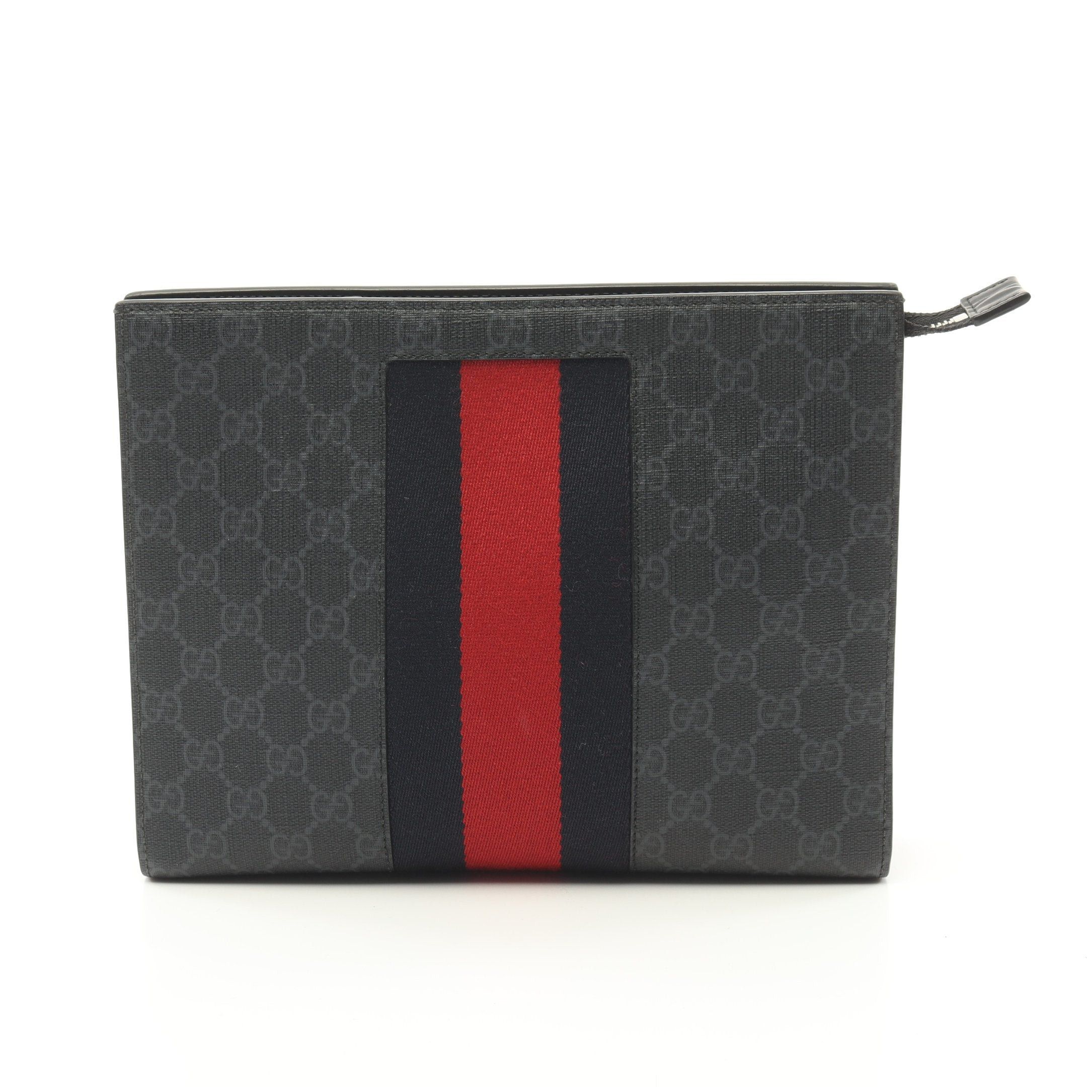 Gucci Gucci Gg Supreme Webbing Line Clutch Bag Leather Black Multicolor Size ONE SIZE - 1 Thumbnail