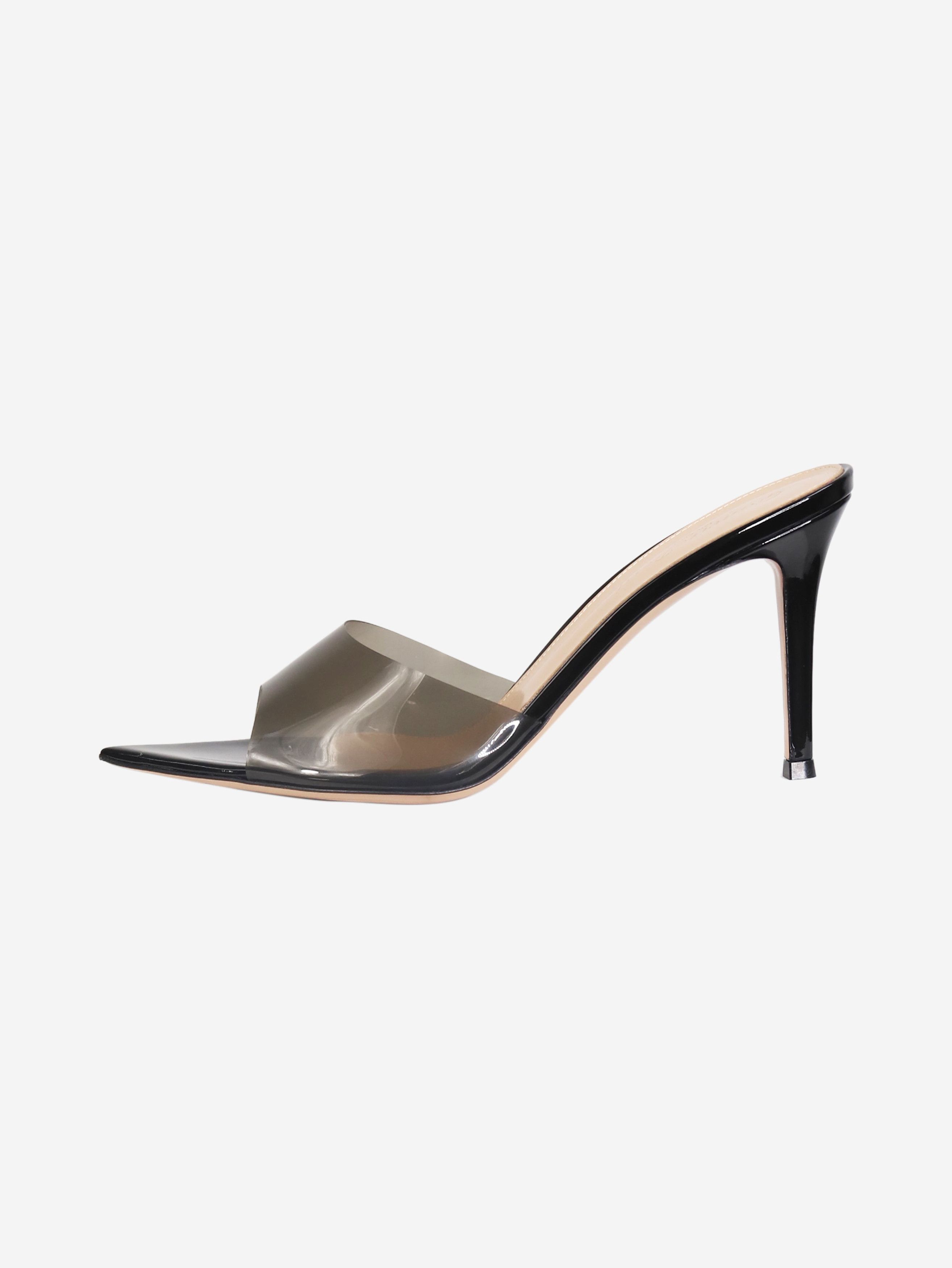 Black transparent open-toe mules - size EU 38.5