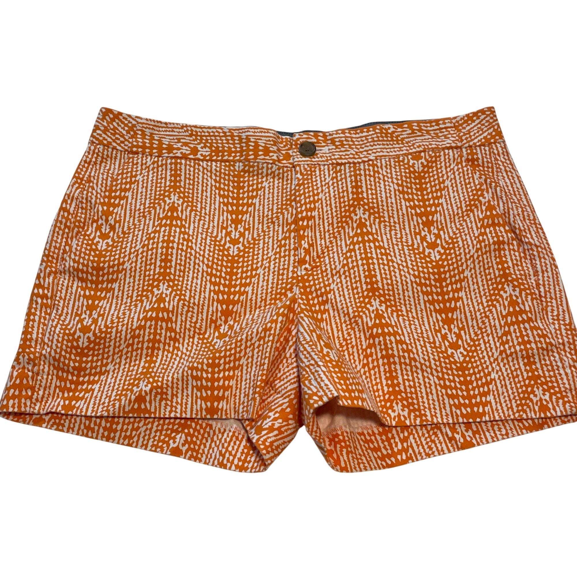 J.Crew J. Crew Orange & White Patterned Womens Shorts Size 6 Cotton Size 28" / US 6 / IT 42 - 1 Thumbnail