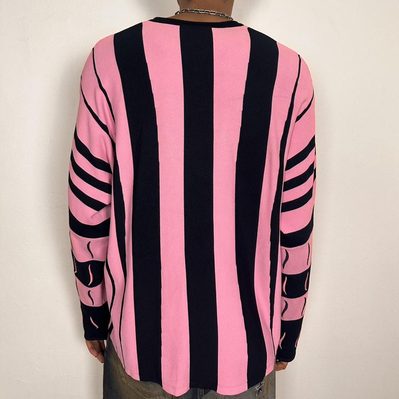 Kiko Kostadinov Kiko Kostadinov 2021 Hydra Pink/Black Striped Sweater Size US XL / EU 56 / 4 - 4 Thumbnail