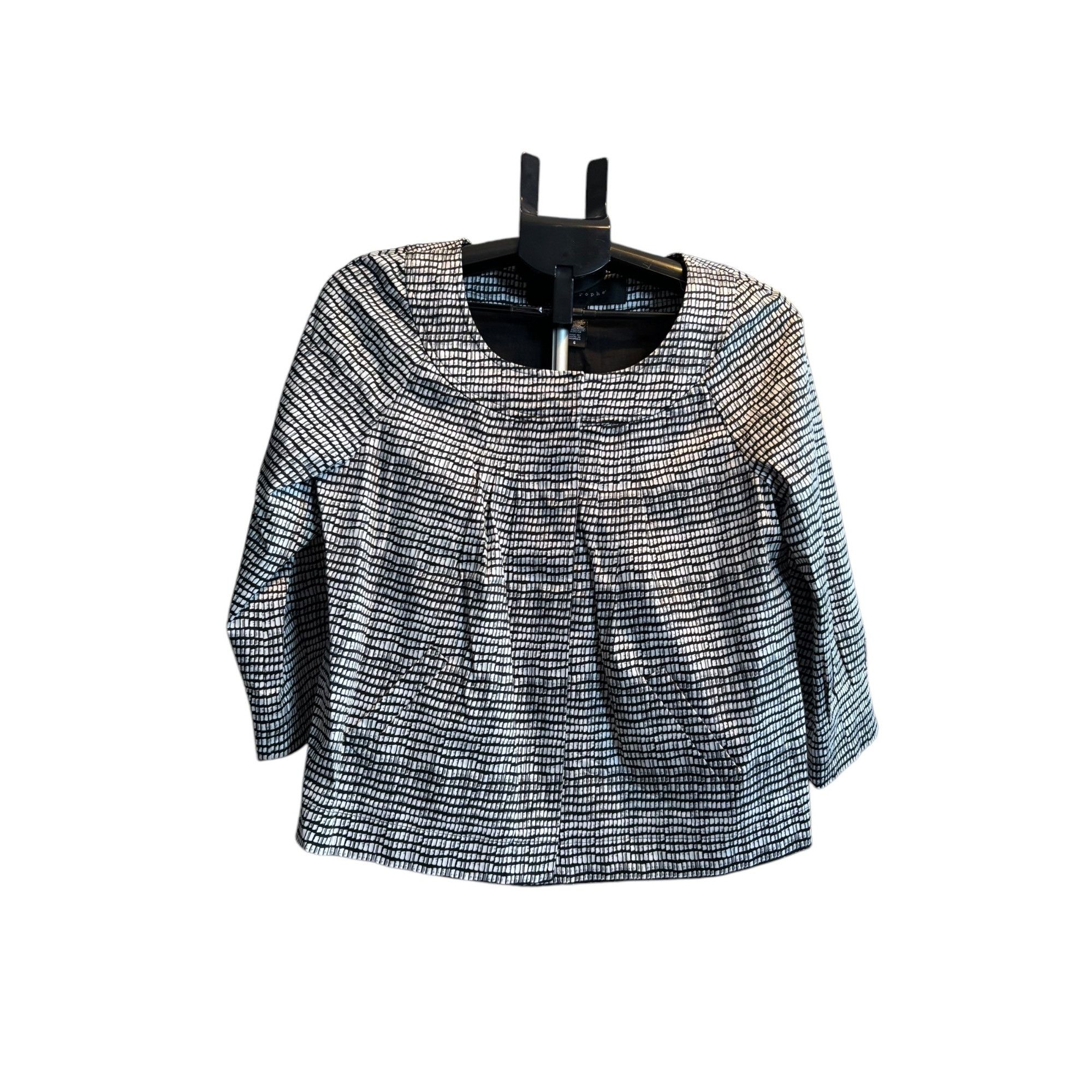 Other Womens Black & White Checkered Houndstooth Pleated Blouse Size XS / US 0-2 / IT 36-38 - 3 Thumbnail