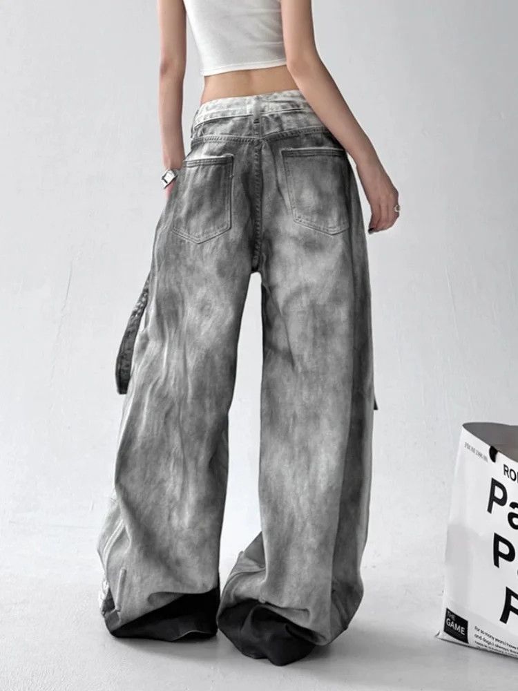 Japanese Brand × Vintage Dirty Washed White Baggy Stacked Ripped Jeans Size 32" / US 10 / IT 46 - 3 Thumbnail