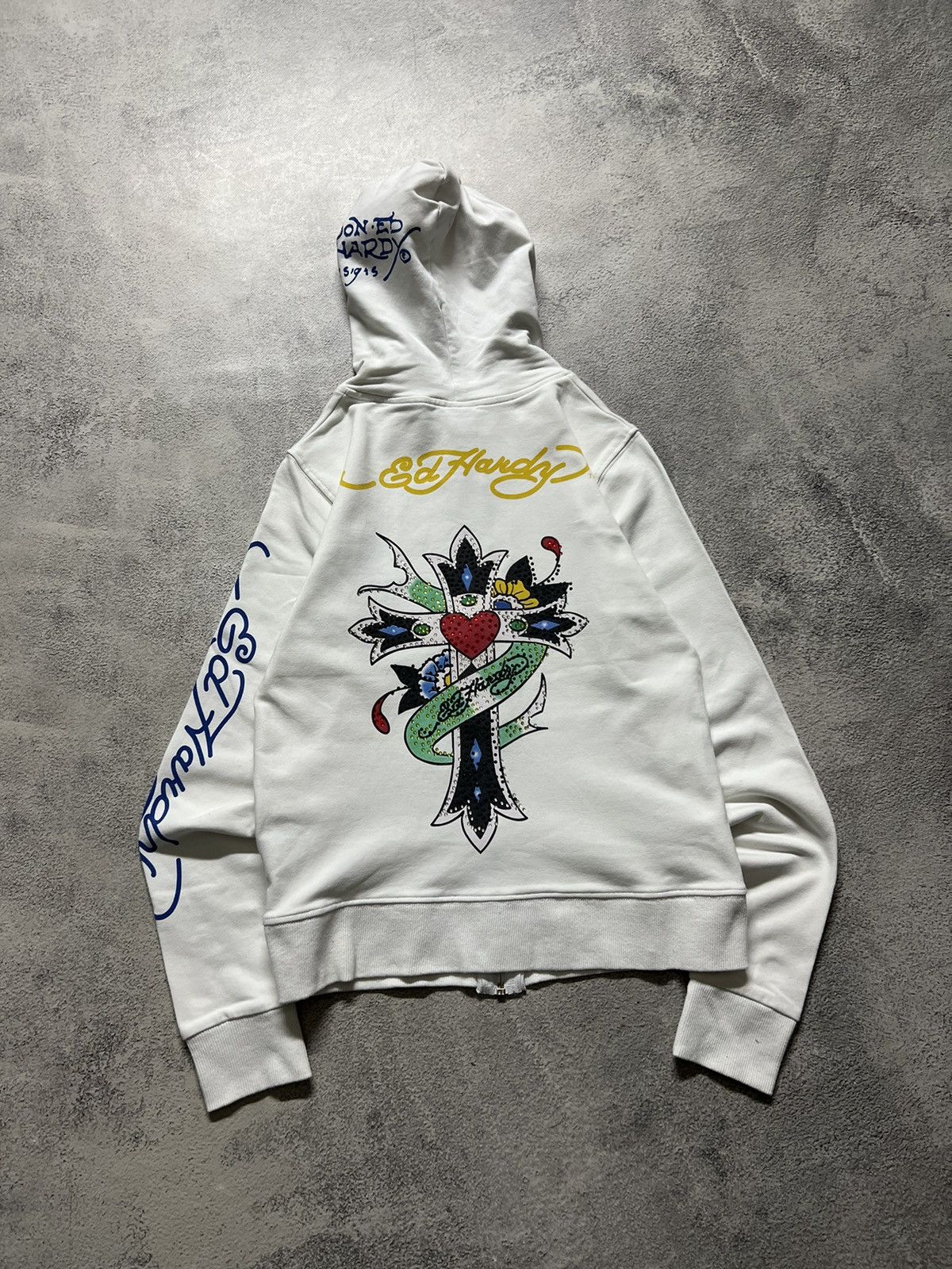 Ed Hardy Vintage Y2k Ed Hardy 🤍 Cross Tattoo ❤️ Zip Hoodie 00’s Size S / US 4 / IT 40 - 5 Thumbnail