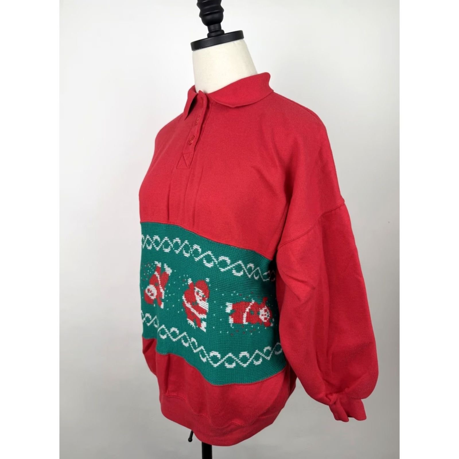 Vintage VINTAGE Dashers Sweatshirt Womens Medium Collared Christmas Holiday Red Knit Cotton Blend Long Sleeve Pullover 80s 90s Retro Christmas Womens Size M / US 6-8 / IT 42-44 - 5 Thumbnail
