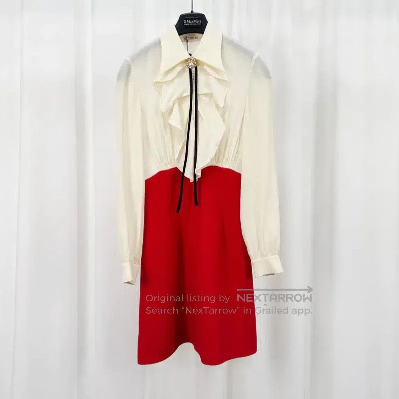 Miu Miu Miu Miu Color Block Silk Dress with Logo . Size S / US 4 / IT 40 - 1 Thumbnail