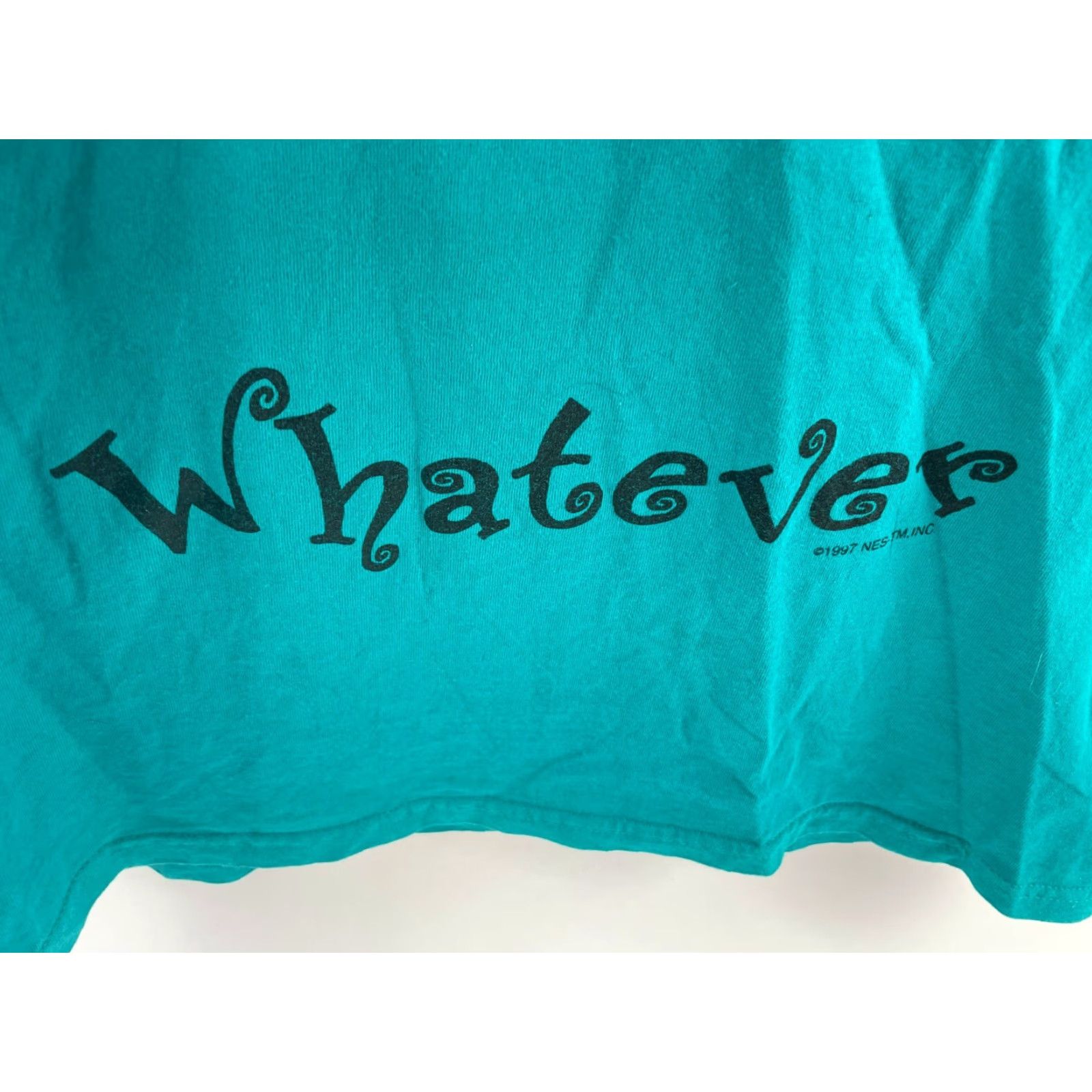 Vintage Living In Attitudes T-shirt Mens Large Turquoise "Whatever Facial Expression" Shirt Regular Breathable Funny Size US L / EU 52-54 / 3 - 4 Thumbnail