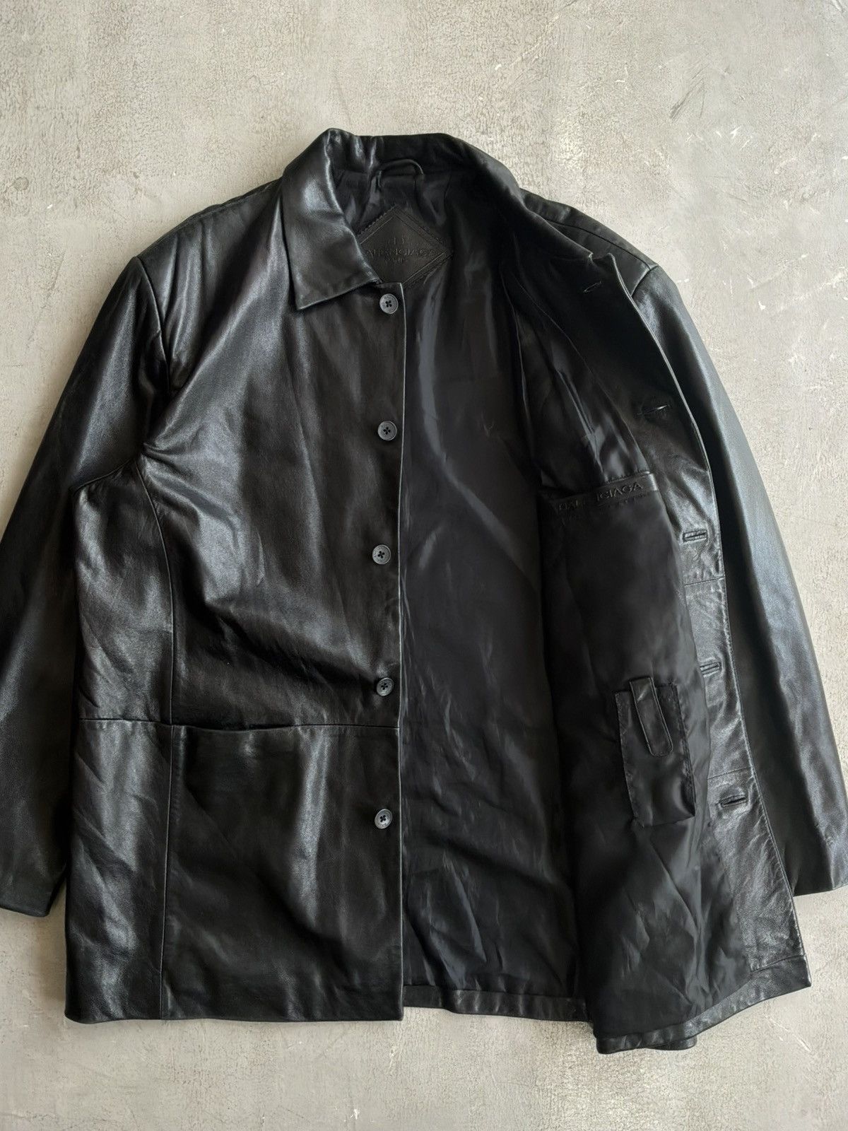Balenciaga Vintage Balenciaga - Nicolas Ghesquire Era - Leather Coat Size US XL / EU 56 / 4 - 7 Thumbnail