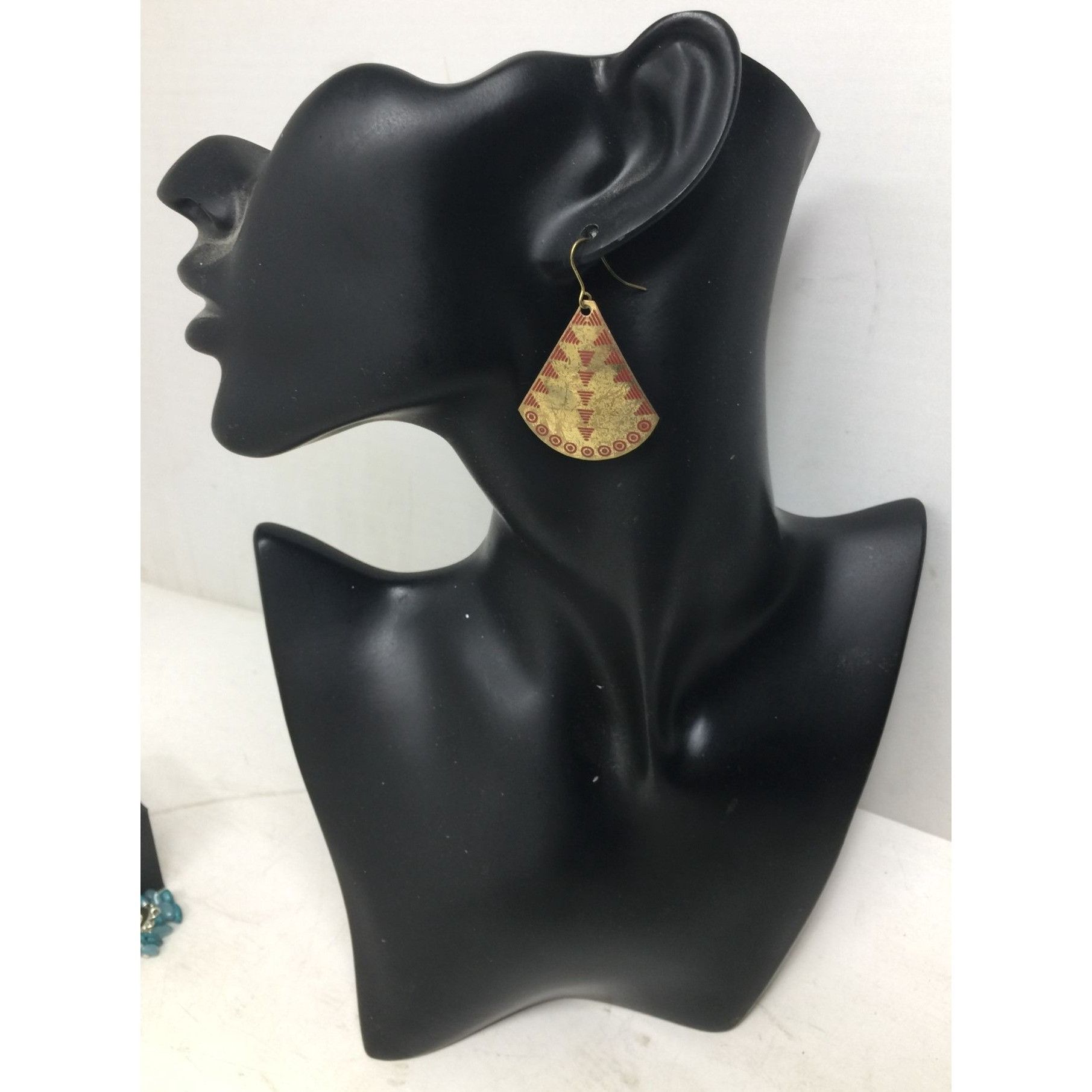 Other Women's Gold Tone Earrings with Red Shape Design on them Size ONE SIZE - 1 Thumbnail
