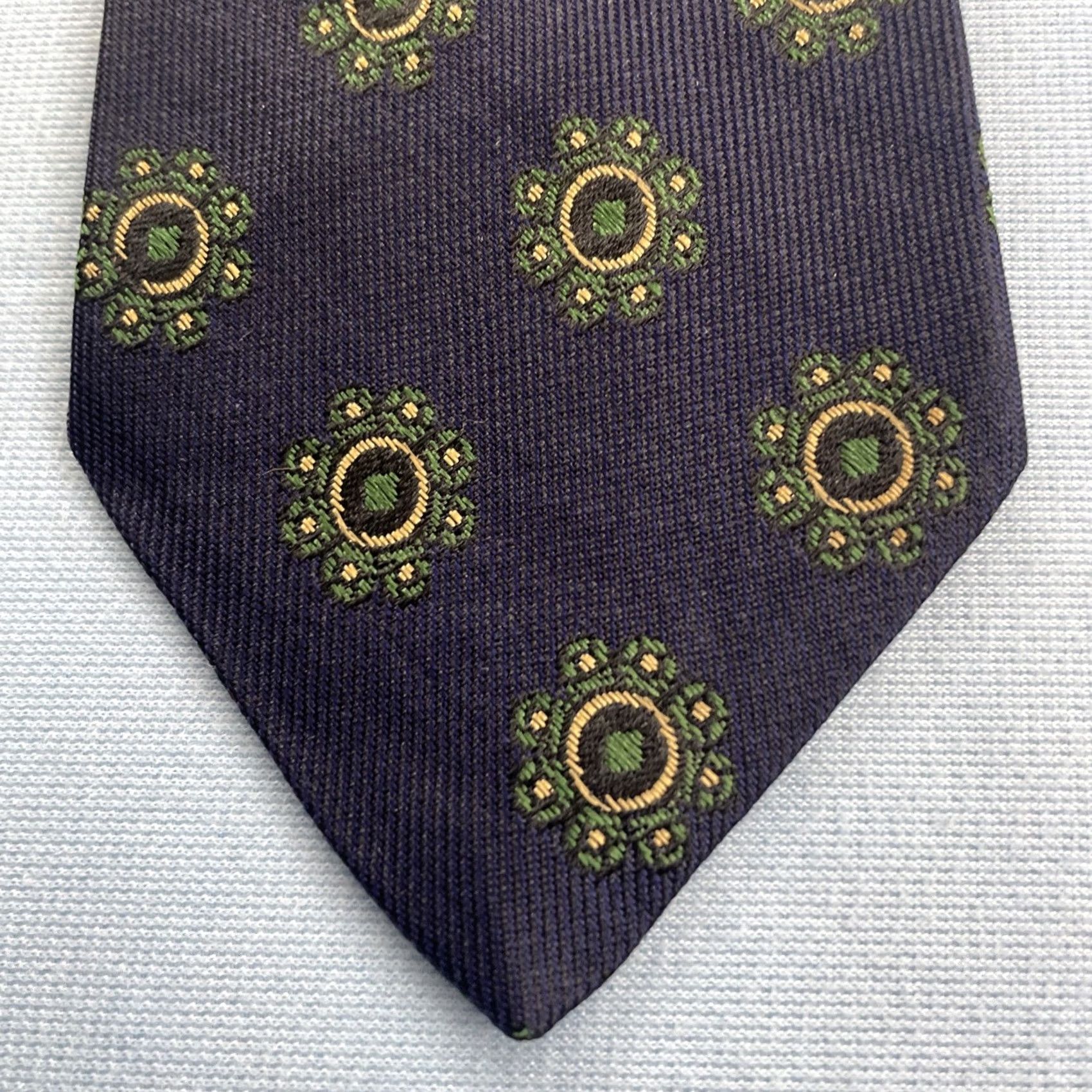 Vintage VINTAGE Reichardt's All Silk Tie Neat Woven Geometry Foulard Blue 3x55 Necktie Capsule 1940s 1950s 1960s Men Size ONE SIZE - 2 Thumbnail