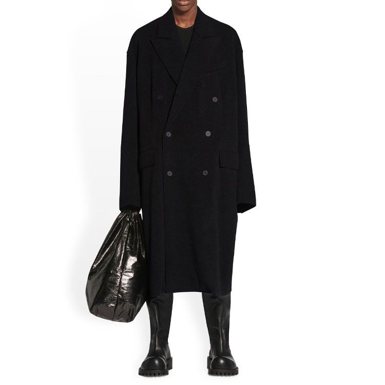 Balenciaga o1mt1gz0325 Raw Edge Coat in Black Size US M / EU 48-50 / 2 - 3 Thumbnail
