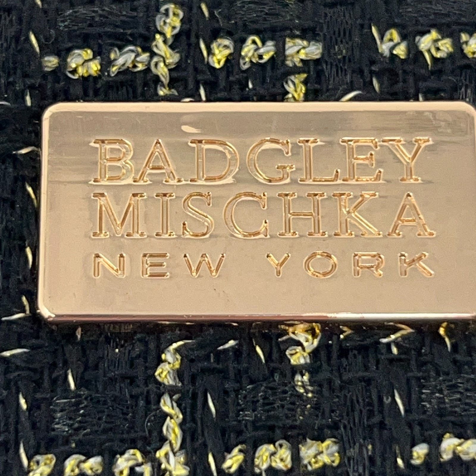 Badgley Mischka Badgley Mischka New York Black Gold Tweed Bag and Wallet Set Size ONE SIZE - 11 Thumbnail