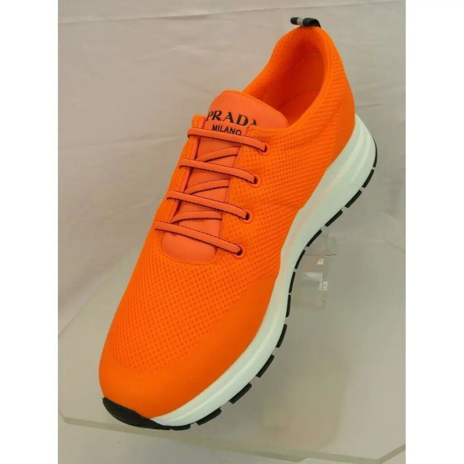 Prada PRADA 4E3499 NEON ORANGE MESH BLACK LOGO SNEAKERS 9 / US 10 Size US 10 / EU 43 - 8 Thumbnail