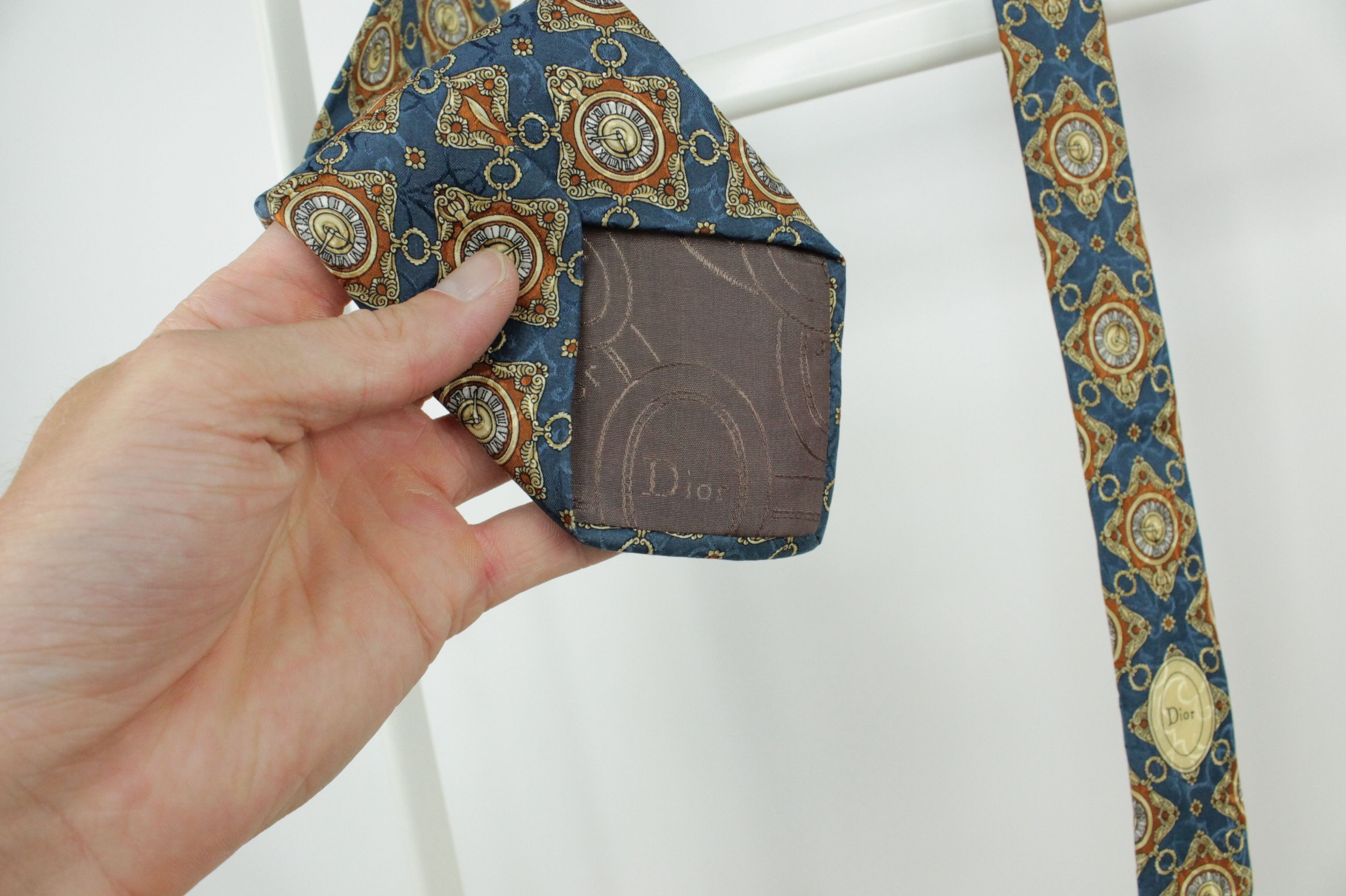 Christian Dior Monsieur Christian Dior Monsieur Hand Made Clock Print Silk Tie Size ONE SIZE - 5 Thumbnail