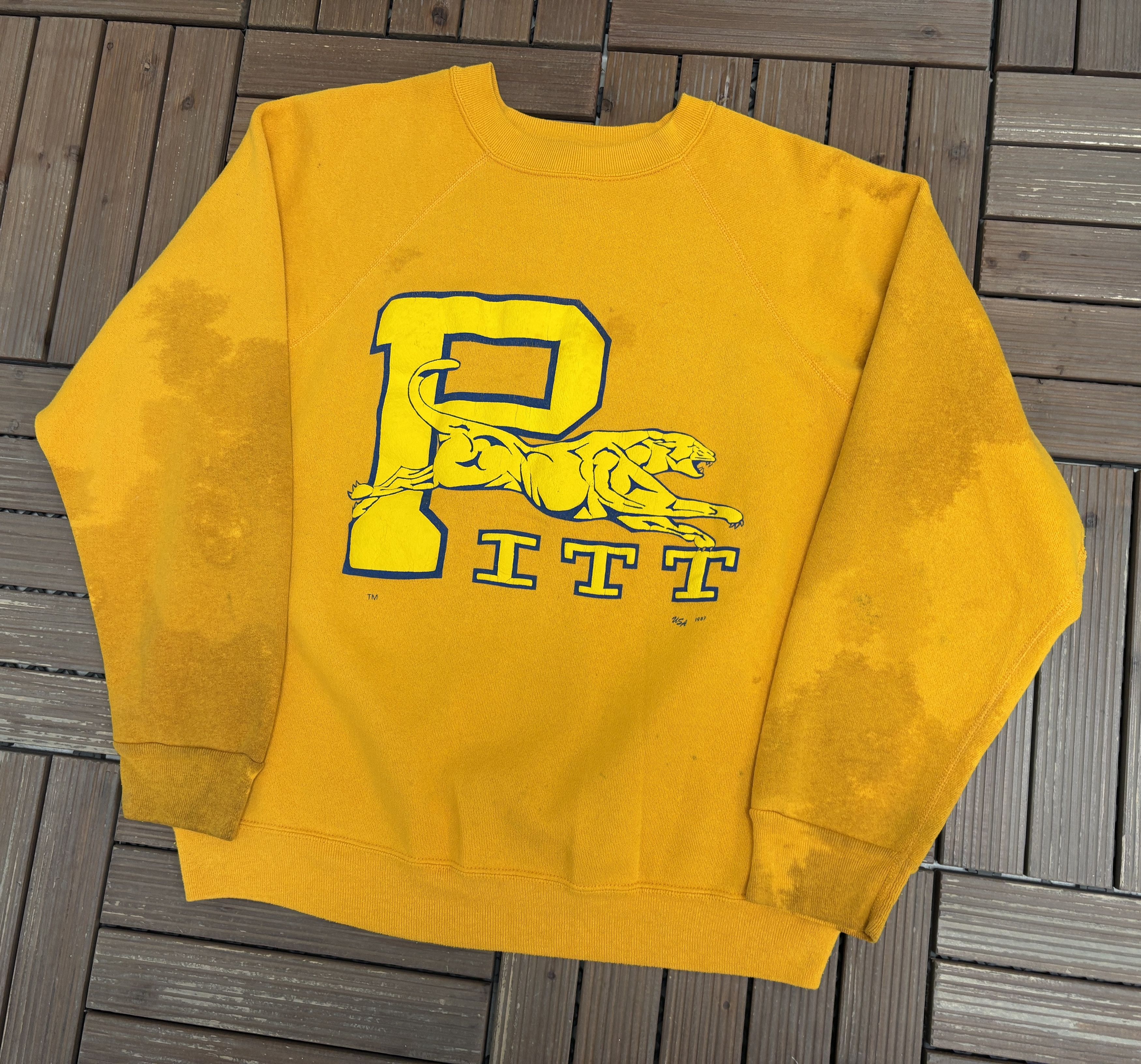 Vintage Pitt Panthers Vintage Made in USA Yellow Crewneck Sweater Size US L / EU 52-54 / 3 - 3 Thumbnail