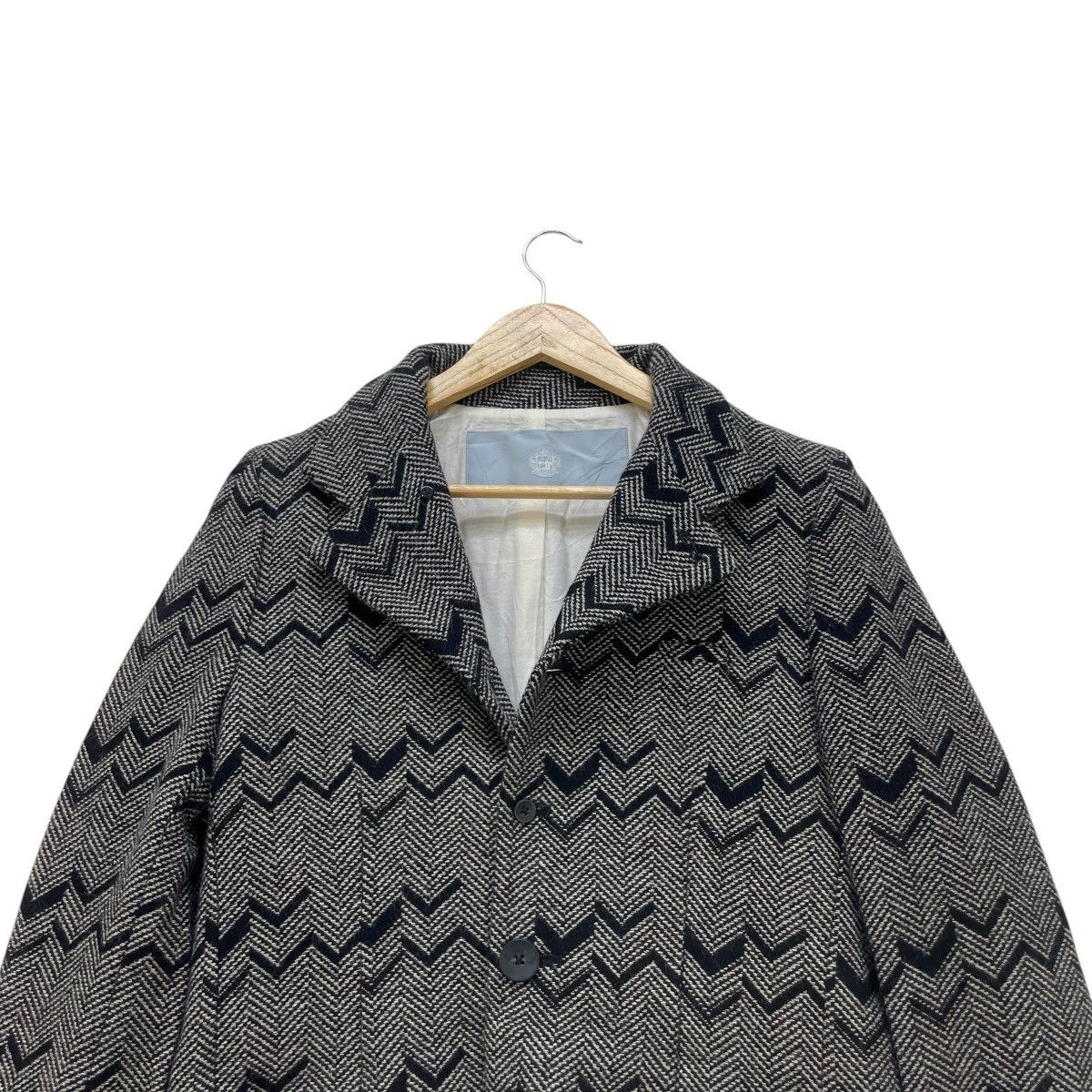 Yohji Yamamoto 💥Jacket By Dulcamara Herringbone V Pattern Wool Jacket Size M / US 6-8 / IT 42-44 - 4 Thumbnail