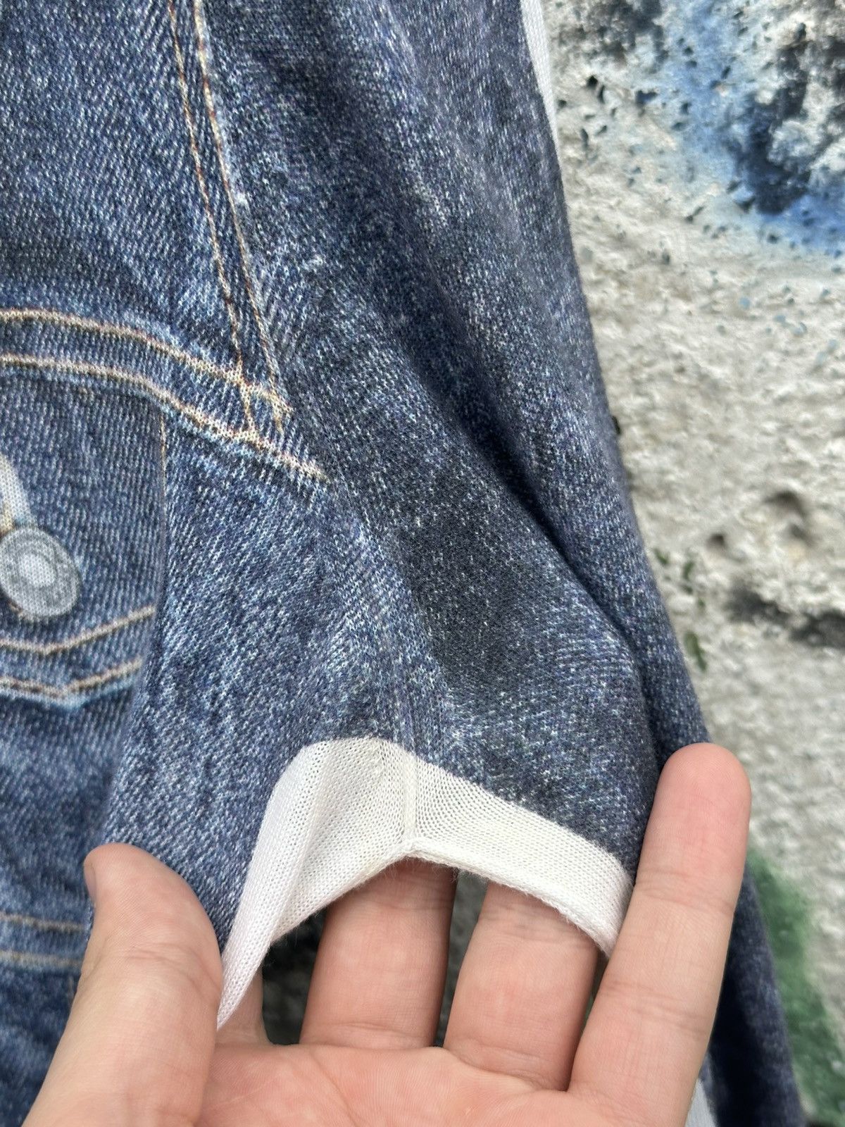 Dolce & Gabbana 1990s Y2K Dolce & Gabbana Trompe L’oeil Denim Cardigan Size M / US 6-8 / IT 42-44 - 8 Thumbnail