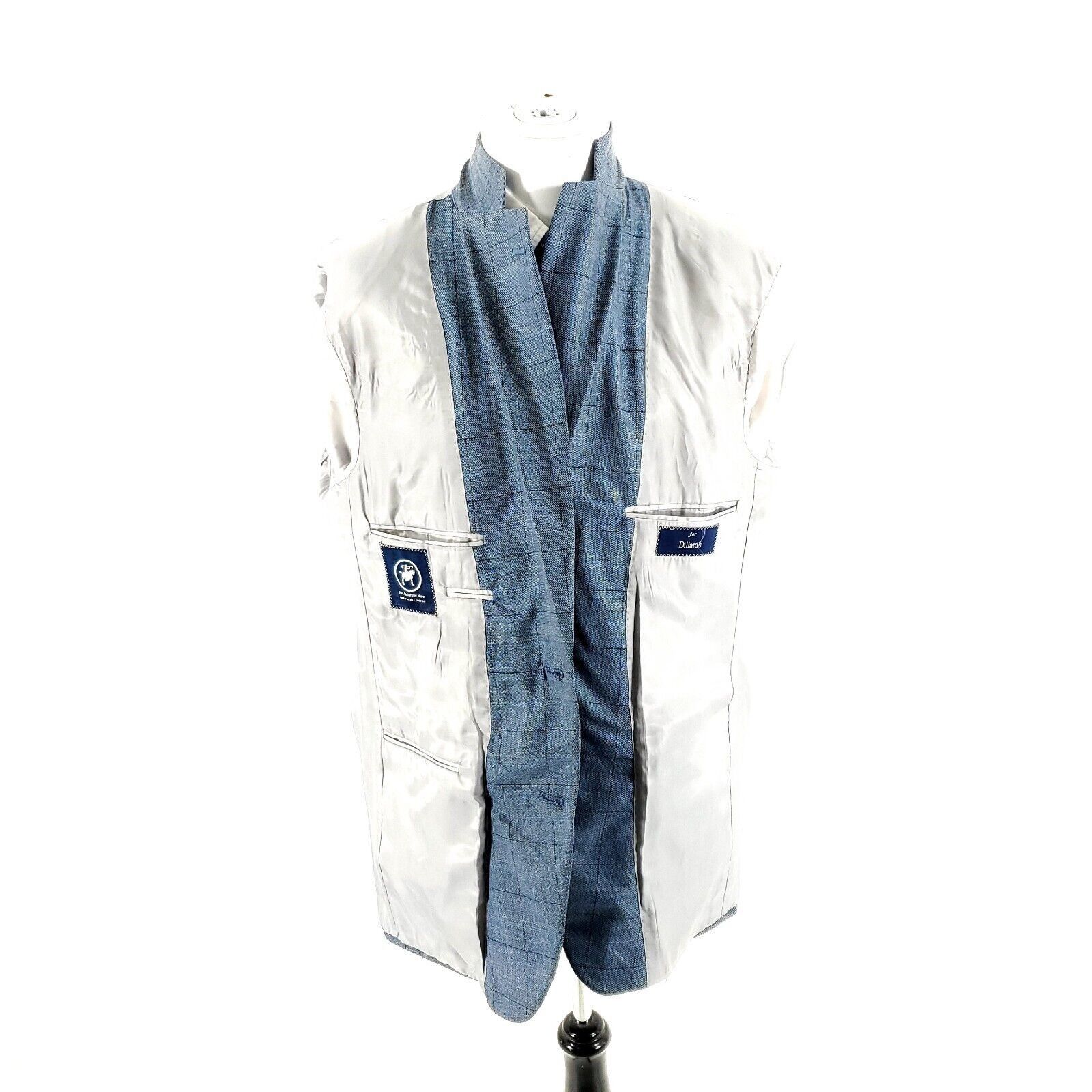 Hart Schaffner Marx Hart Schaffner Marx Wool 2 Button Blazer 42R Blue Sharkskin Size 42R - 10 Thumbnail