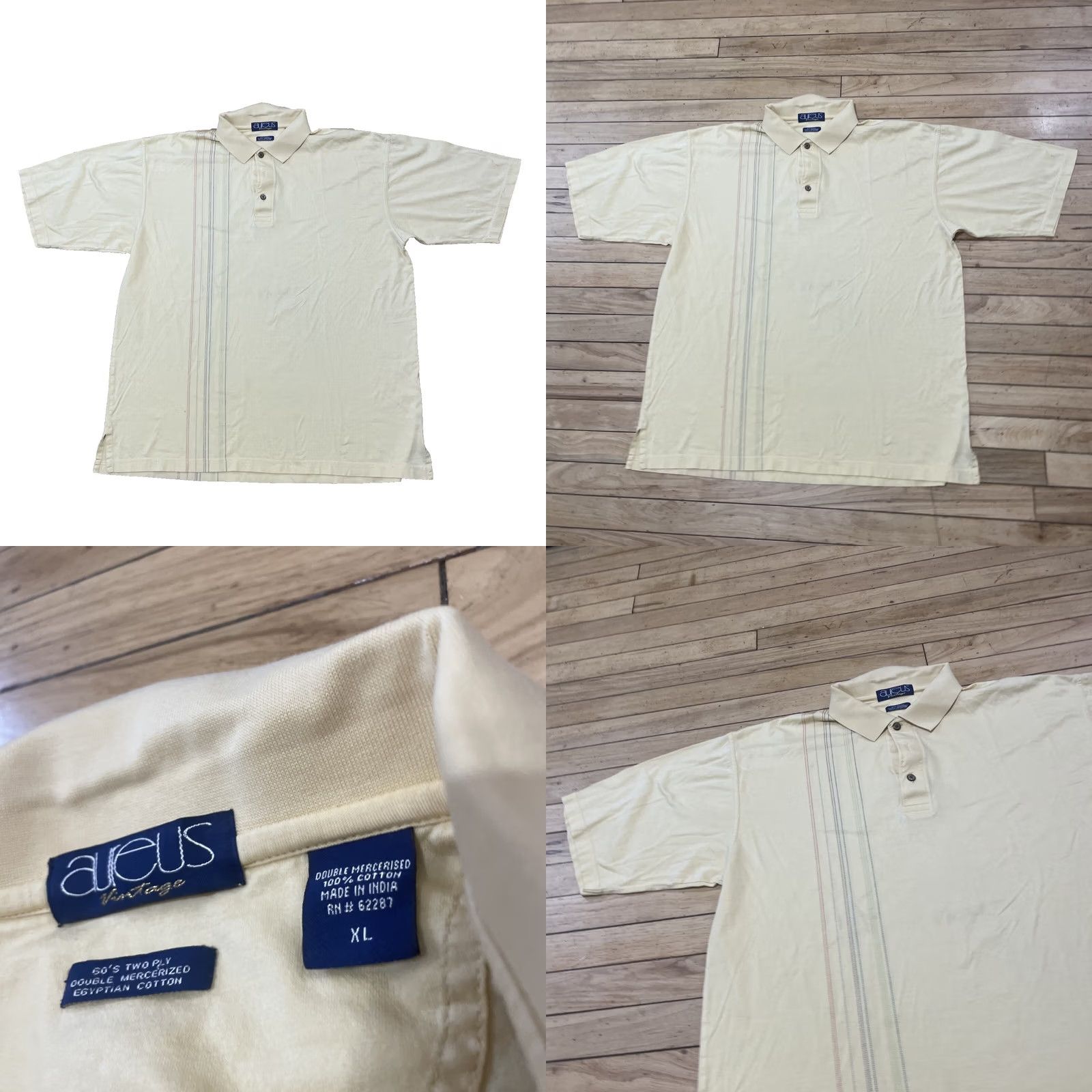 Vintage Aureus Polo shirt Yellow XL Vintage Retro Y2k Striped Center Embroidered Golf Shirt Mens XL Size US XL / EU 56 / 4 - 9 Thumbnail