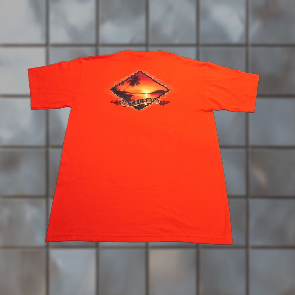 Speedo VINTAGE Speedo Shirt Men Large Orange Sunset Beach Graphic Made in USA Crewneck Tee Size US L / EU 52-54 / 3 - 1 Thumbnail