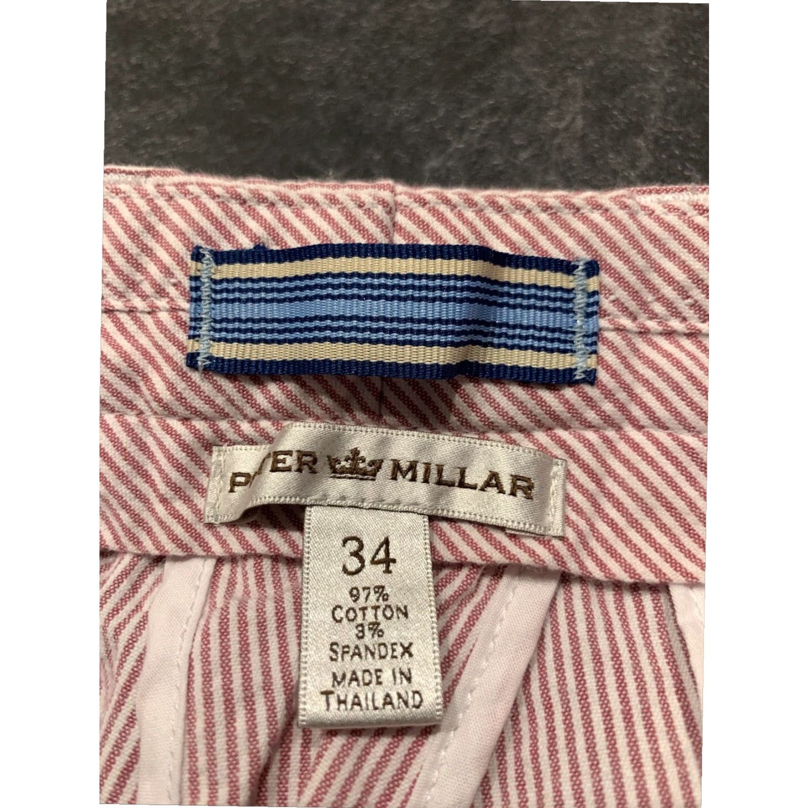 Peter Millar Peter Millar Striped Chino Shorts Mens 34 Nantucket Red White Cotton Flat Front Size US 34 / EU 50 - 4 Thumbnail