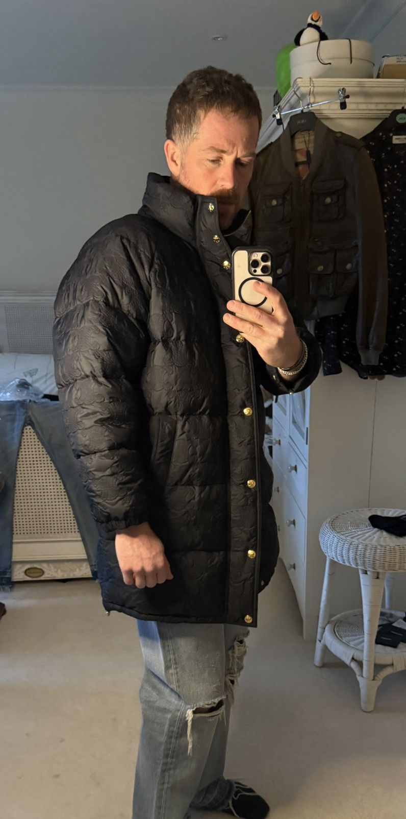 Celine $5k Celine Long Triomphe black logo coat jacket Hedi Slimane Size US M / EU 48-50 / 2 - 4 Thumbnail