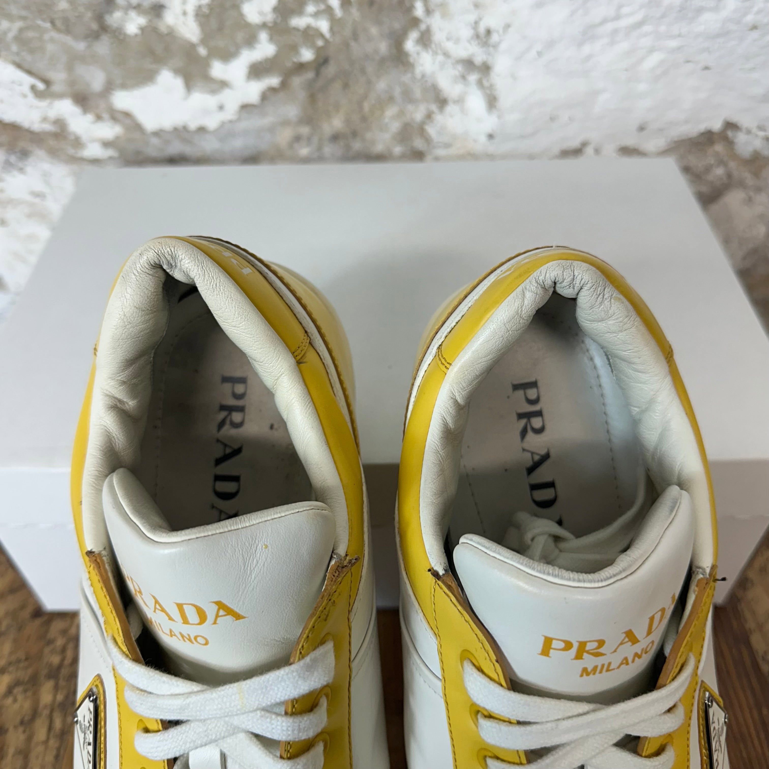 Prada Prada Downtown Leather Yellow White Sneaker Sz 10 Size US 10 / EU 43 - 4 Thumbnail