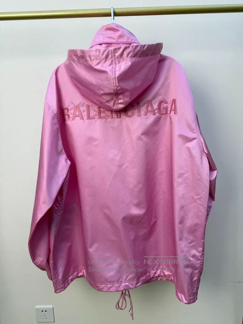 Balenciaga Balenciaga Pink Embroidered Logo Hooded Jacket Size XXS / US 00 / IT 34 - 1 Thumbnail