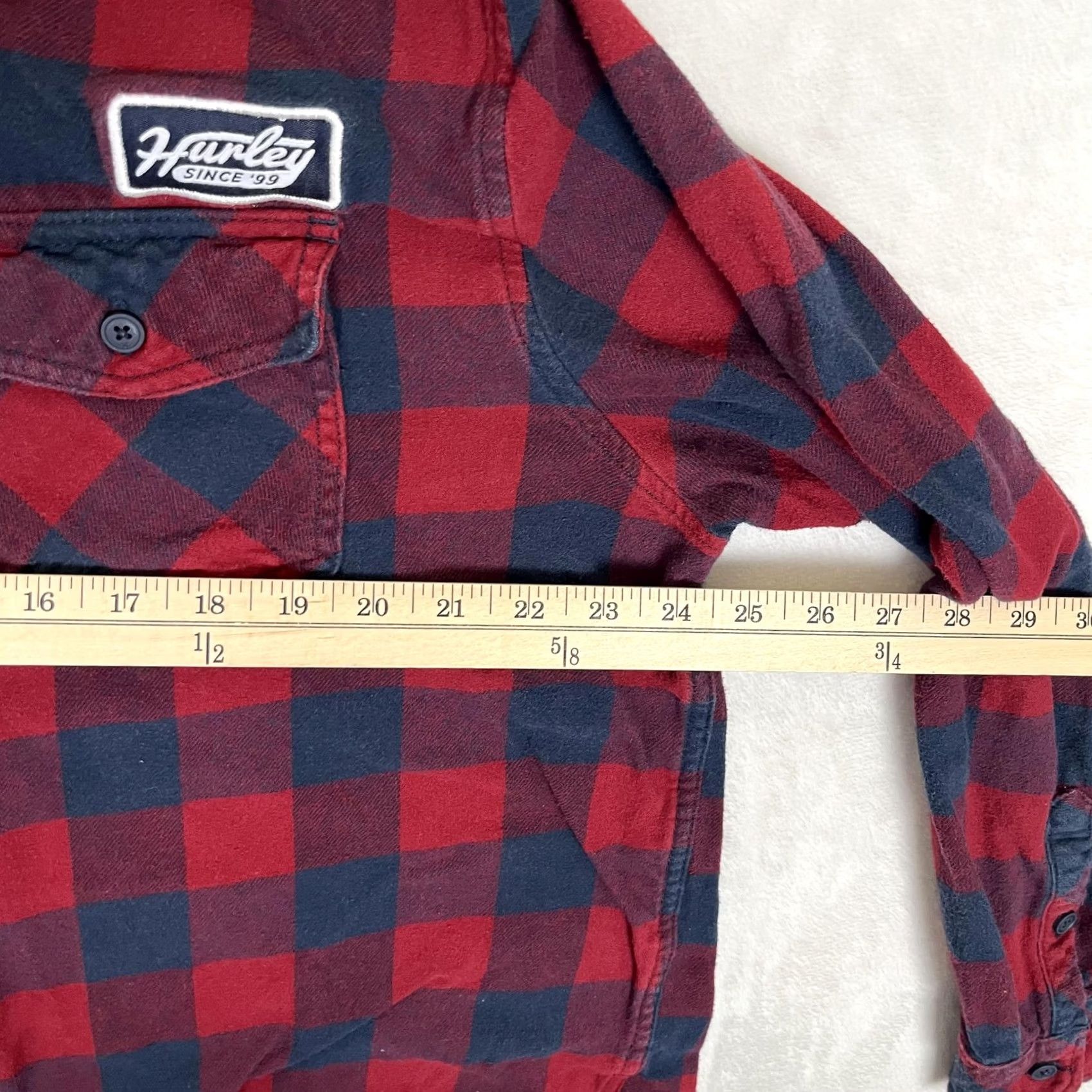 Hurley Hurley Shirt Mens 2XL Red Navy Plaid Hooded Flannel Long Sleeve Button Up Casual Size US XXL / EU 58 / 5 - 4 Thumbnail