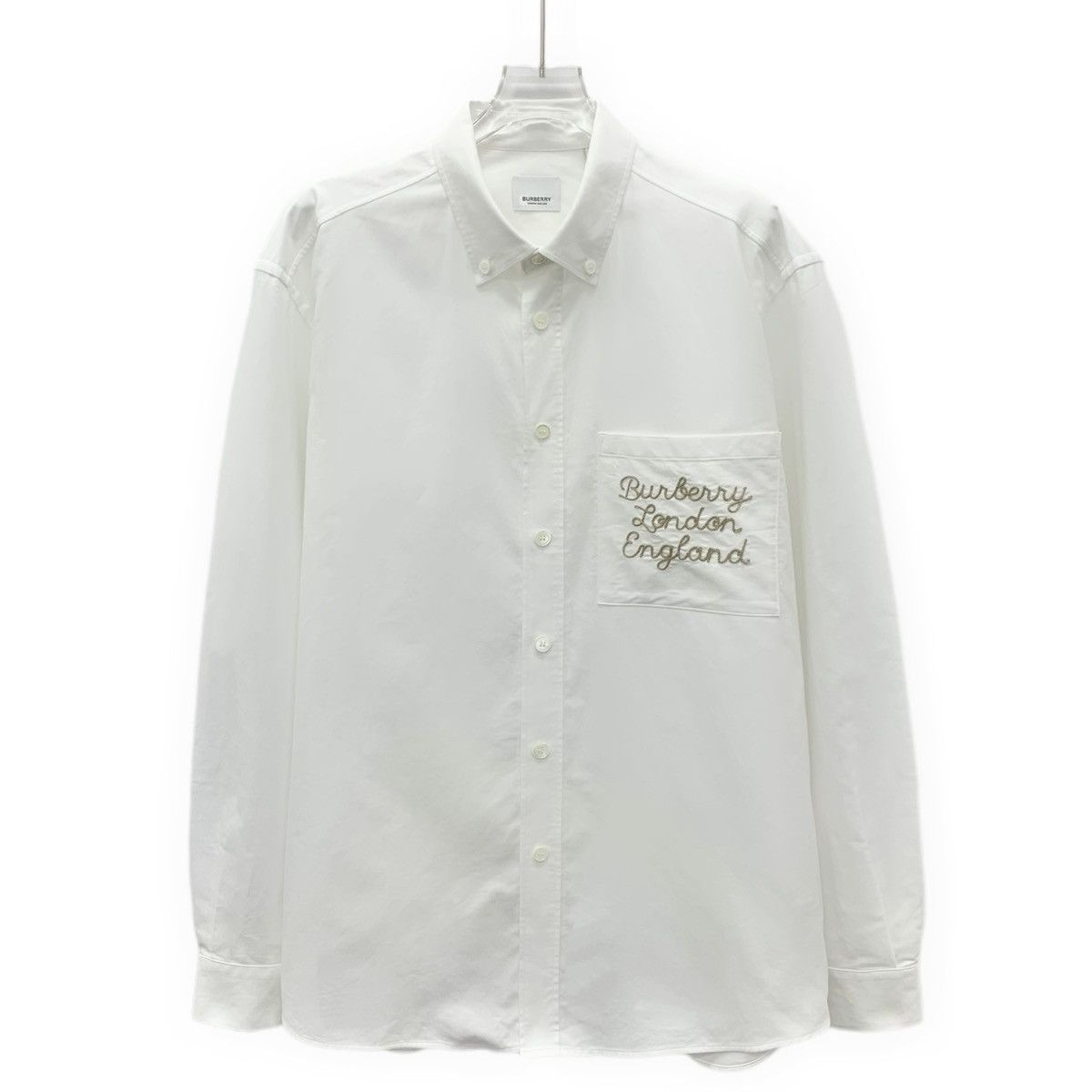 Burberry Burberry White Logo Letter Cotton Long Sleeve Shirt K26WX Size US XL / EU 56 / 4 - 1 Thumbnail