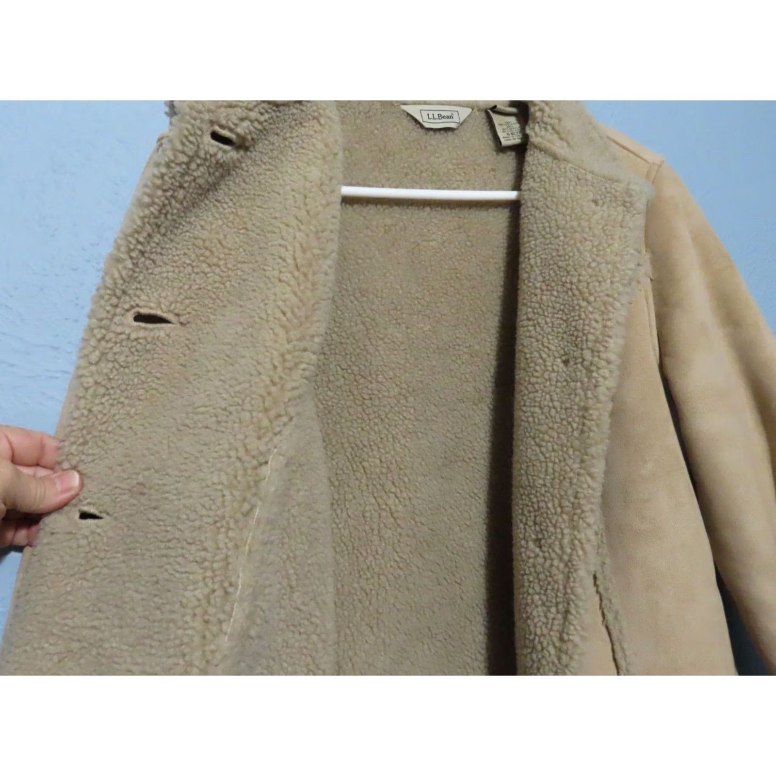 Vintage L.L. Bean Women's M Faux Suede Sherpa Lined Button-Up Coat Jacket Brown Long Sleeve Regular Fit Solid Pockets Vintage No Size M / US 6-8 / IT 42-44 - 6 Thumbnail