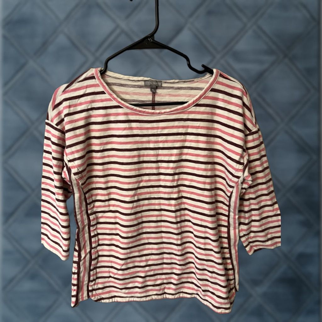 Talbots T by Talbots Blouse Multicolor Striped 3/4 Sleeve Scoop Neck Size MP Womens Size M / US 6-8 / IT 42-44 - 1 Thumbnail