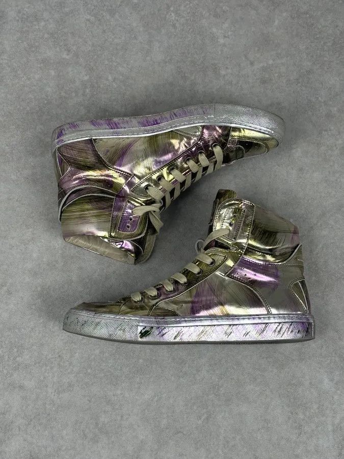 Maison Margiela MM6 Maison Margiela Purple Metallic Leather High Sneakers Size US 8 / IT 38 - 8 Thumbnail