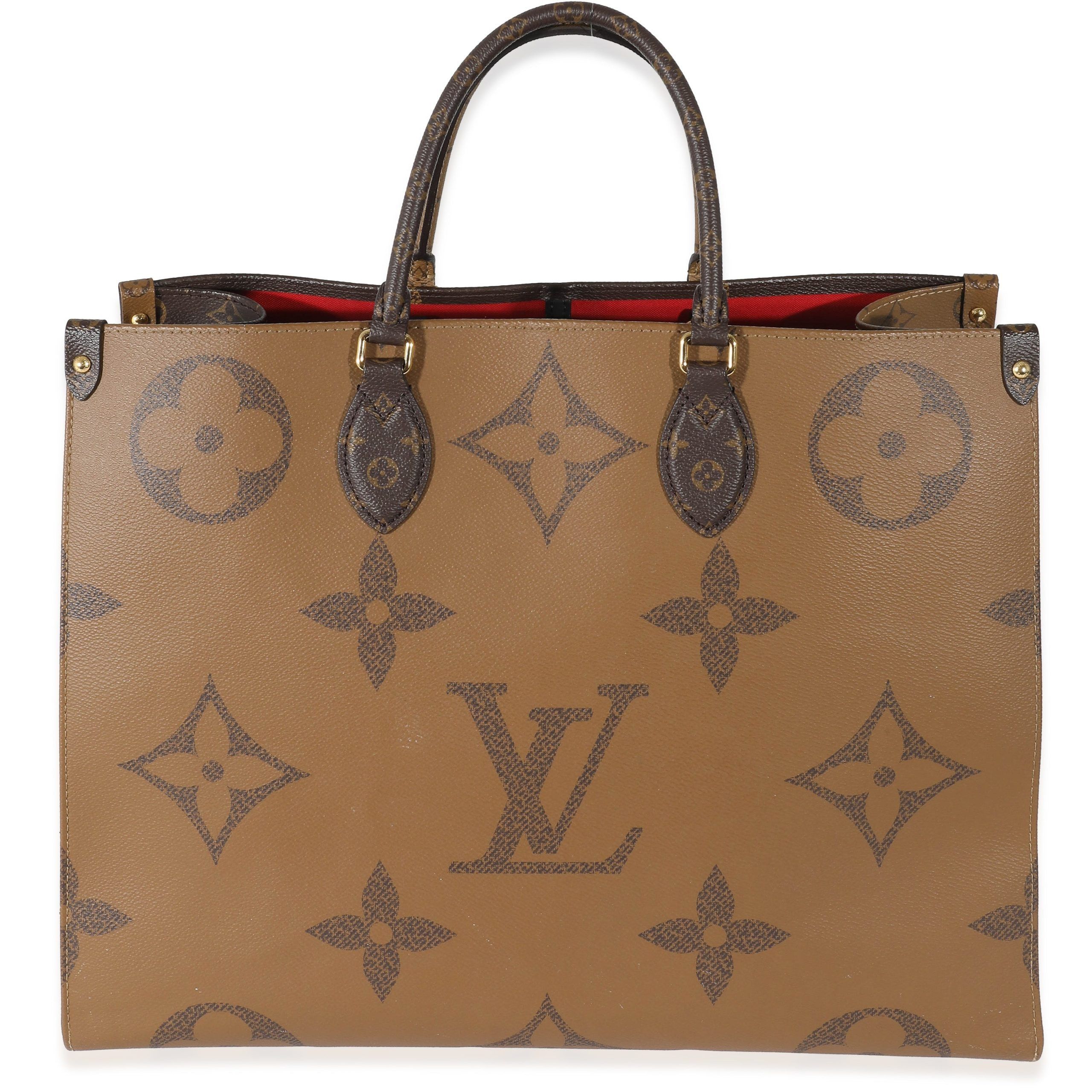 image of Louis Vuitton Reverse Monogram Canvas Onthego Gm in Brown, Women's