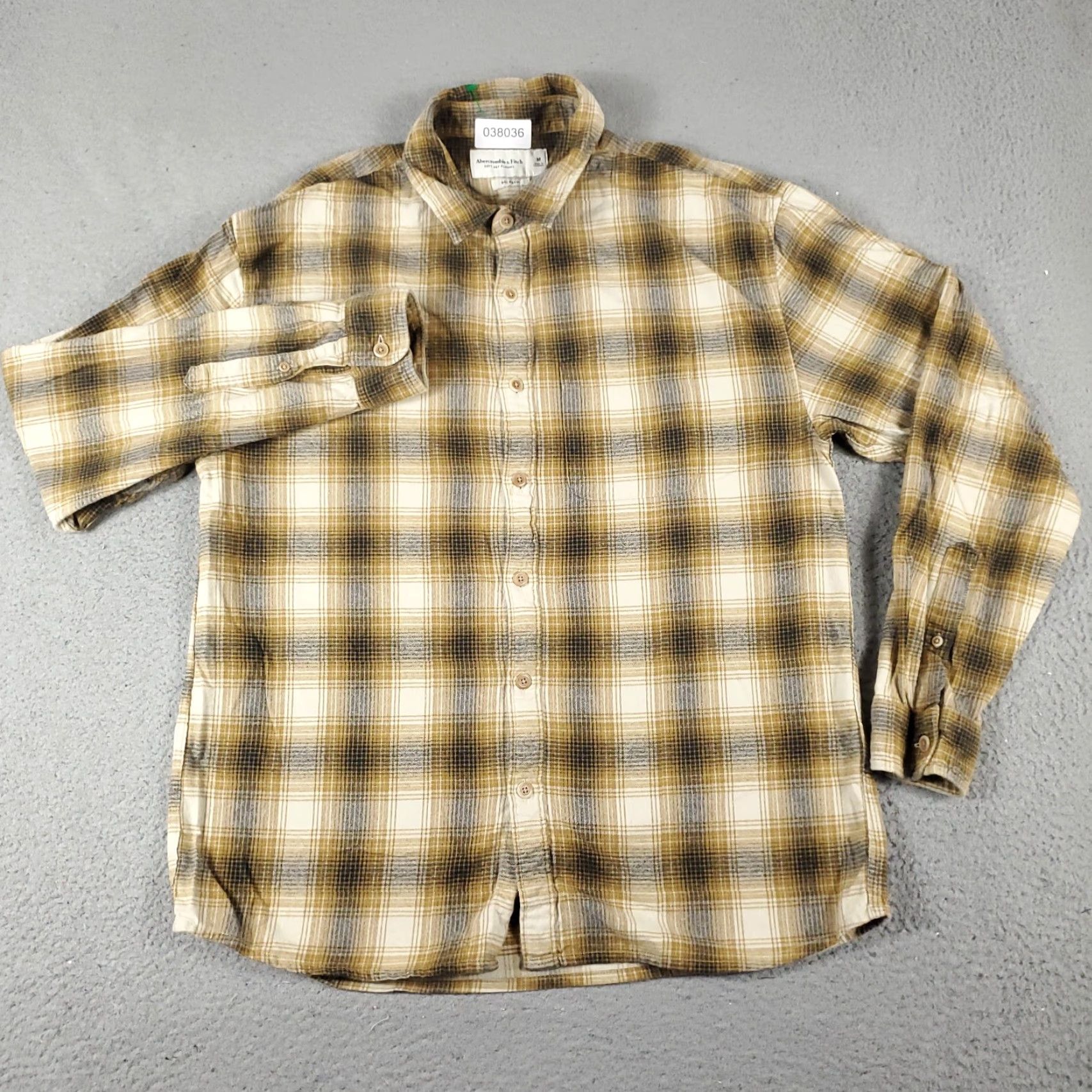 Abercrombie & Fitch Abercrombie & Fitch Shirt Mens Medium Yellow Beige Plaid Button Up Long Sleeve Size US M / EU 48-50 / 2 - 2 Thumbnail