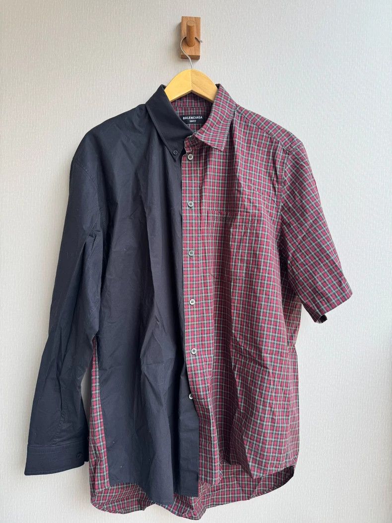 Balenciaga Balenciaga Asymmetric Plaid Panel Long Sleeve Shirt Size US XS / EU 42 / 0 - 1 Thumbnail