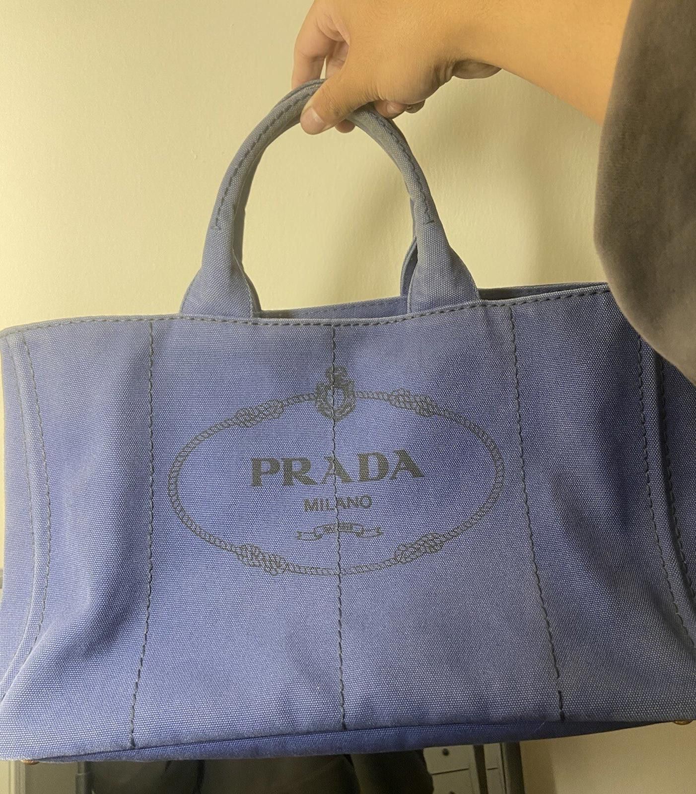 Prada Prada Canapa large size blue canvas hand shoulder tote bag Size ONE SIZE - 1 Thumbnail