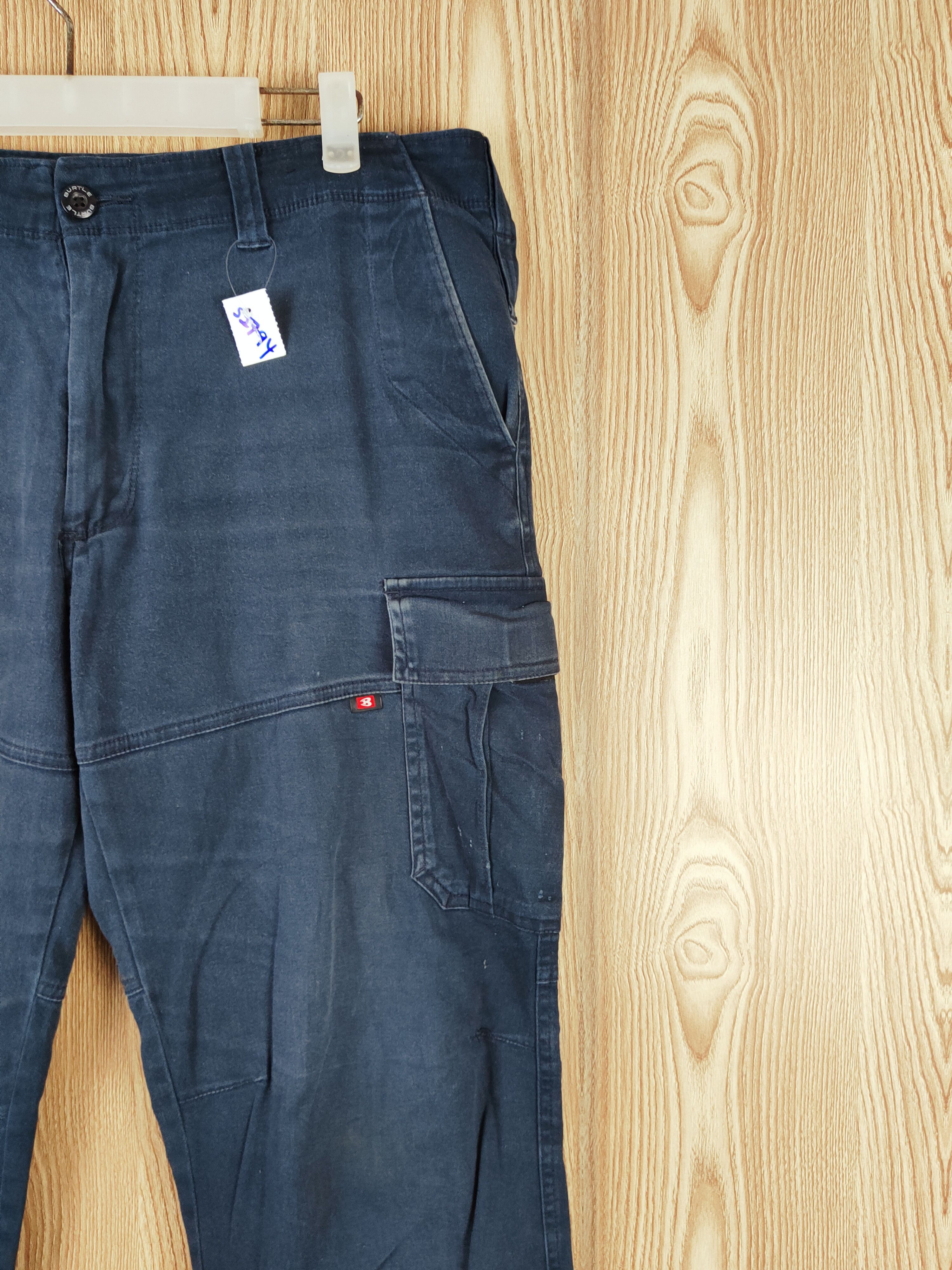 Japanese Brand Burtle Blue Faded Multipocket Tactical Cargo Pants #S2794 Size US 35 - 7 Thumbnail