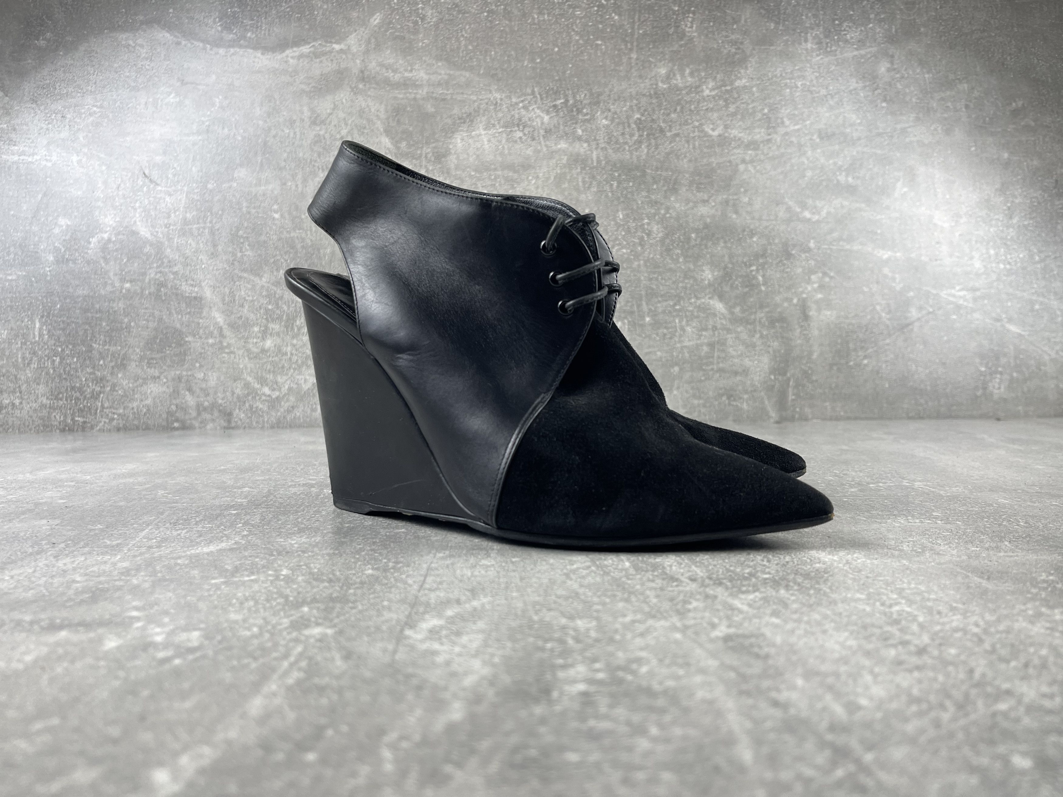 Christian Dior Monsieur Christian Dior Raf Simons Era AUTH Leather Wedge Heels Shoes Size US 7.5 / IT 37.5 - 5 Thumbnail