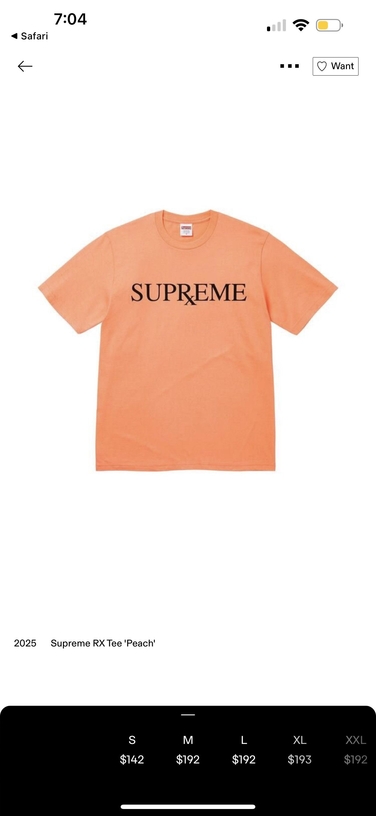 Supreme Supreme RX Tee ‘Peach’ Size US M / EU 48-50 / 2 - 6 Thumbnail