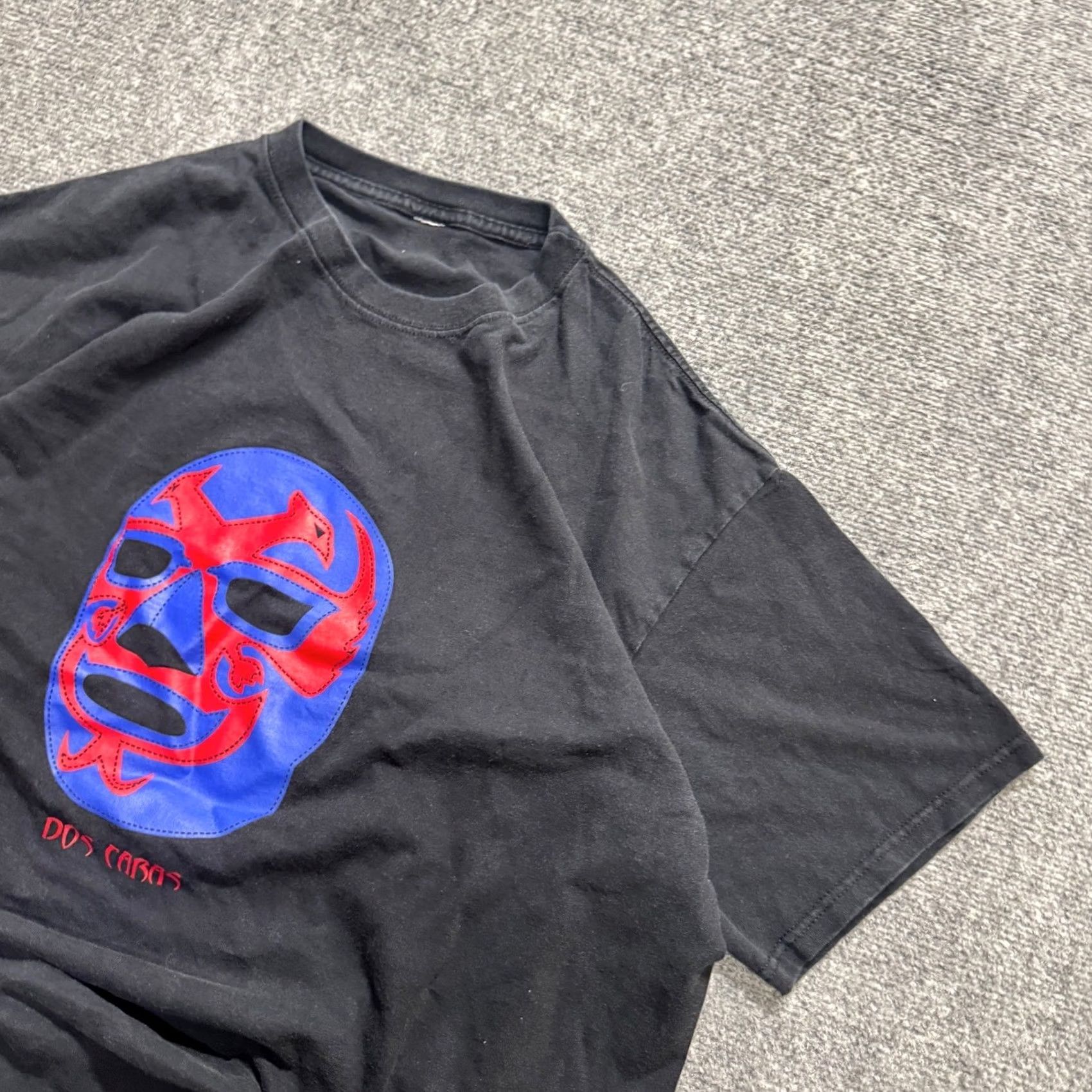 The Unbranded Brand Dos Caras T-Shirt Men's Medium Wrestling Embroidered Cotton Multi-Colored Black Mens M Size US M / EU 48-50 / 2 - 2 Thumbnail