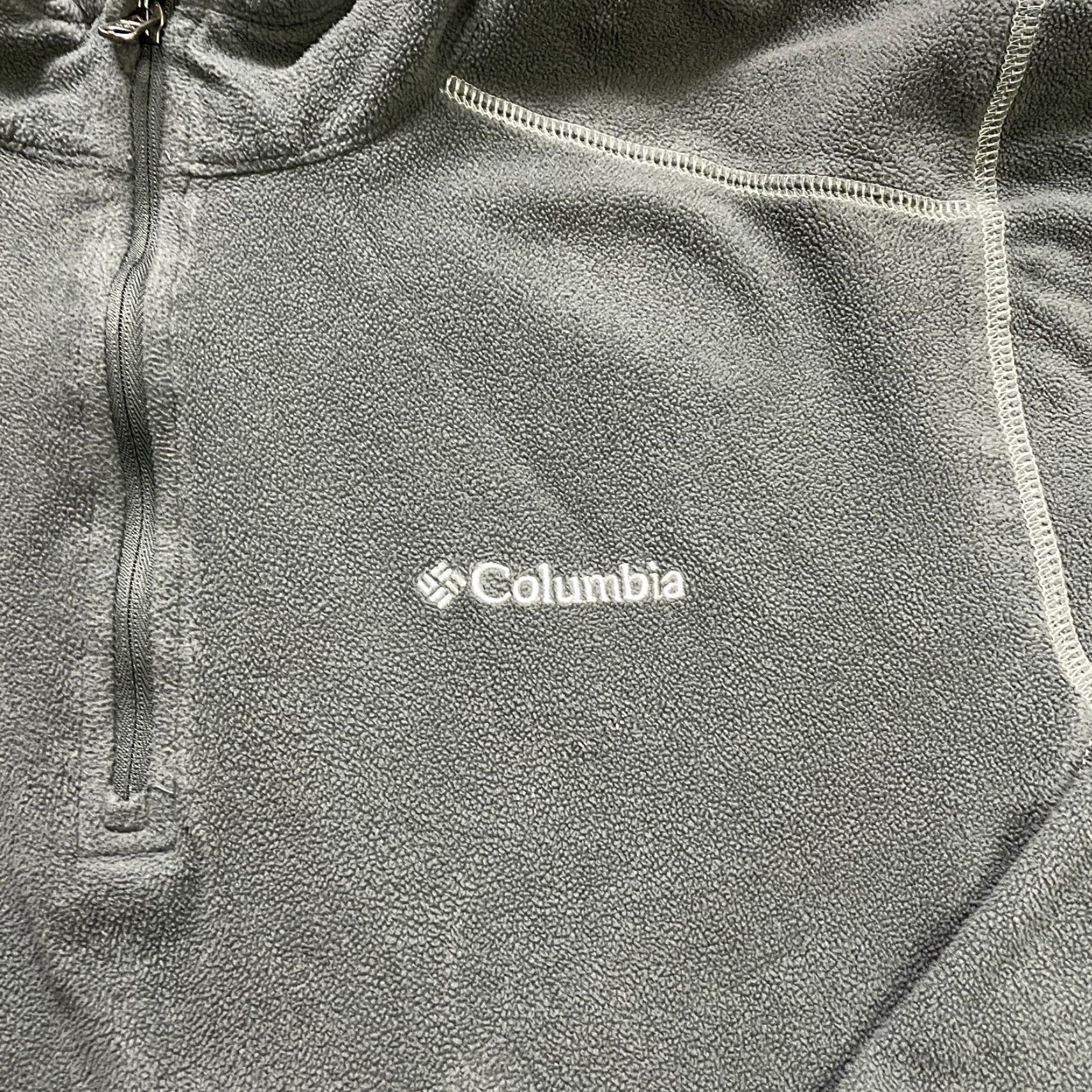 Columbia Jacket Adult Medium Gray 1/4 Zip Fleece Outdoor Mens Hiking Camp Shirt?