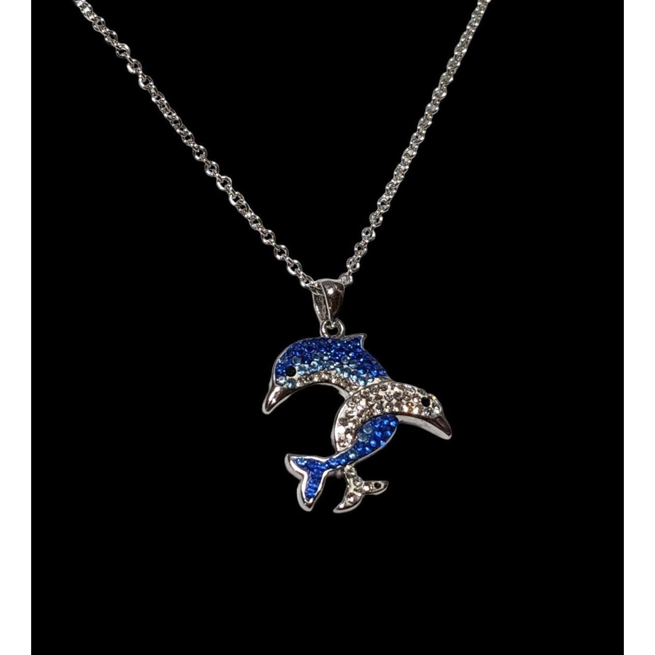 Other Rhinestone Double Dolphin Necklace Size ONE SIZE - 3 Thumbnail