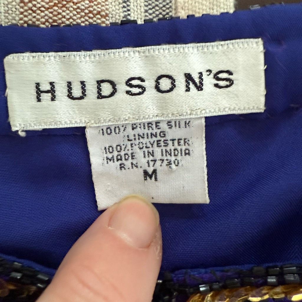 Vintage Vintage 80s Hudson’s Silk Purple Gold Bling Cropped Bolero J Size M / US 6-8 / IT 42-44 - 11 Thumbnail