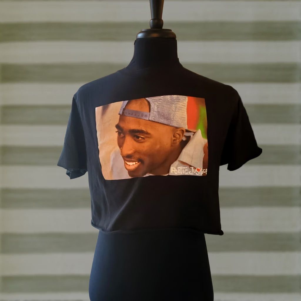Vintage Poetic Justice Tupac Crop Top Shirt Womens Large Black Music Rap Tee Size L / US 10 / IT 46 - 1 Thumbnail