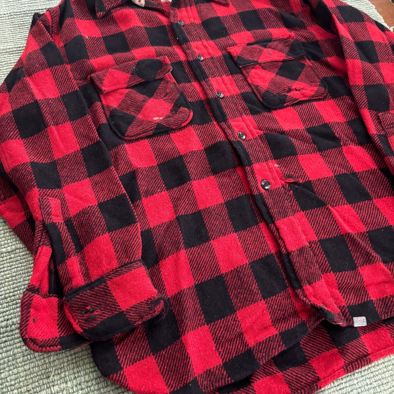 Vintage 1950s Pilgrim Vintage Red/Black Wool Flannel Shirt XL Size US XL / EU 56 / 4 - 5 Thumbnail