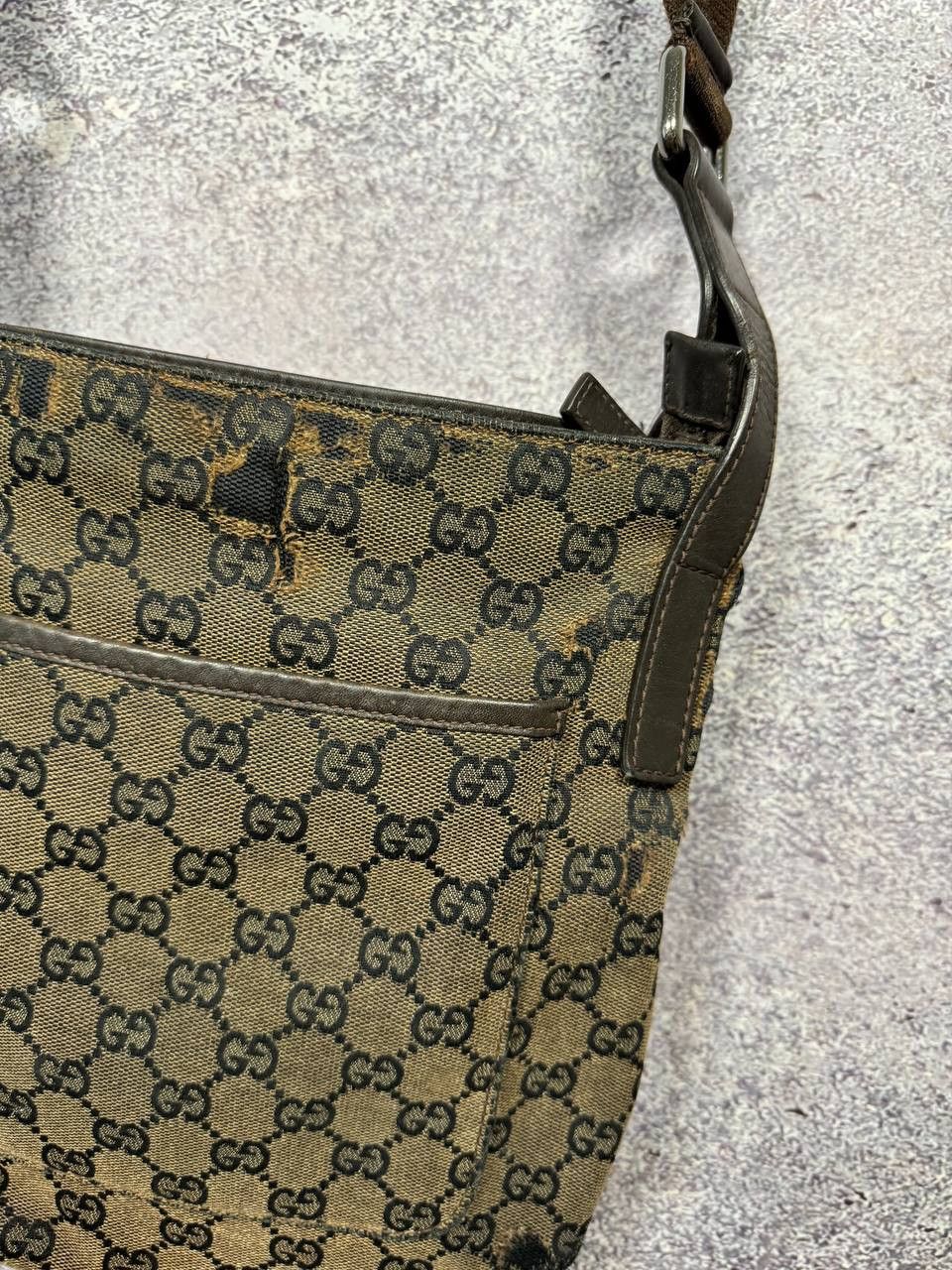 Gucci GUCCI GG Canvas Shoulder Bag Beige Dark Brown Auth Size ONE SIZE - 6 Thumbnail